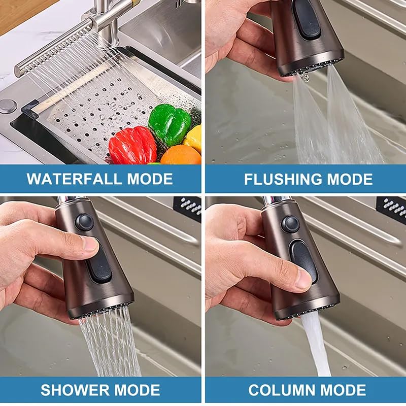360° Rotatable Pull-Out Kitchen Faucet with Dual Spray - Brushed Nickel for Modern Kitchens