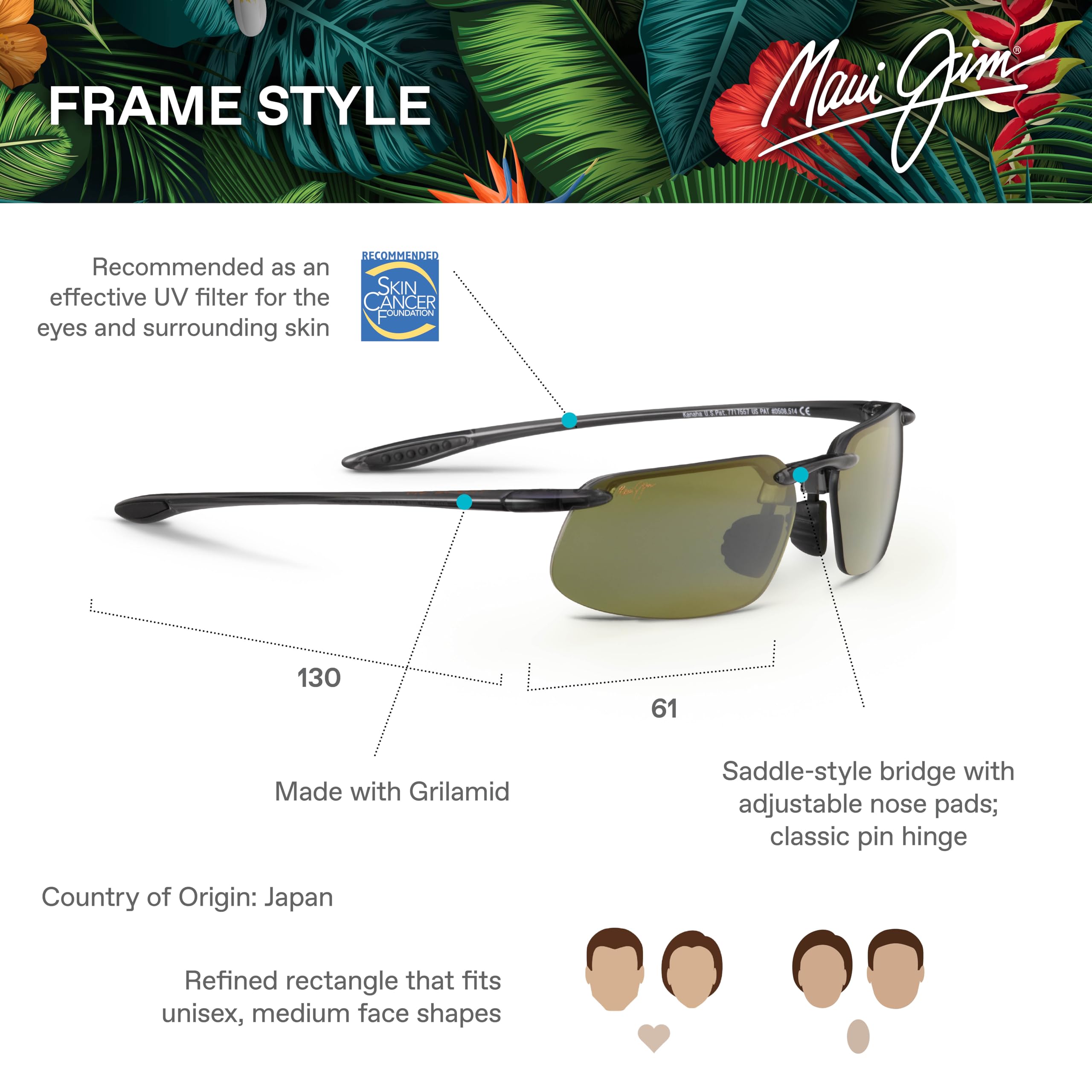 Maui Jim Kanaha Polarized Rimless Sunglasses for Men & Women - UV Protection, Lightweight & Universal Fit - Perfect for Driving, Beach & Outdoor Activities