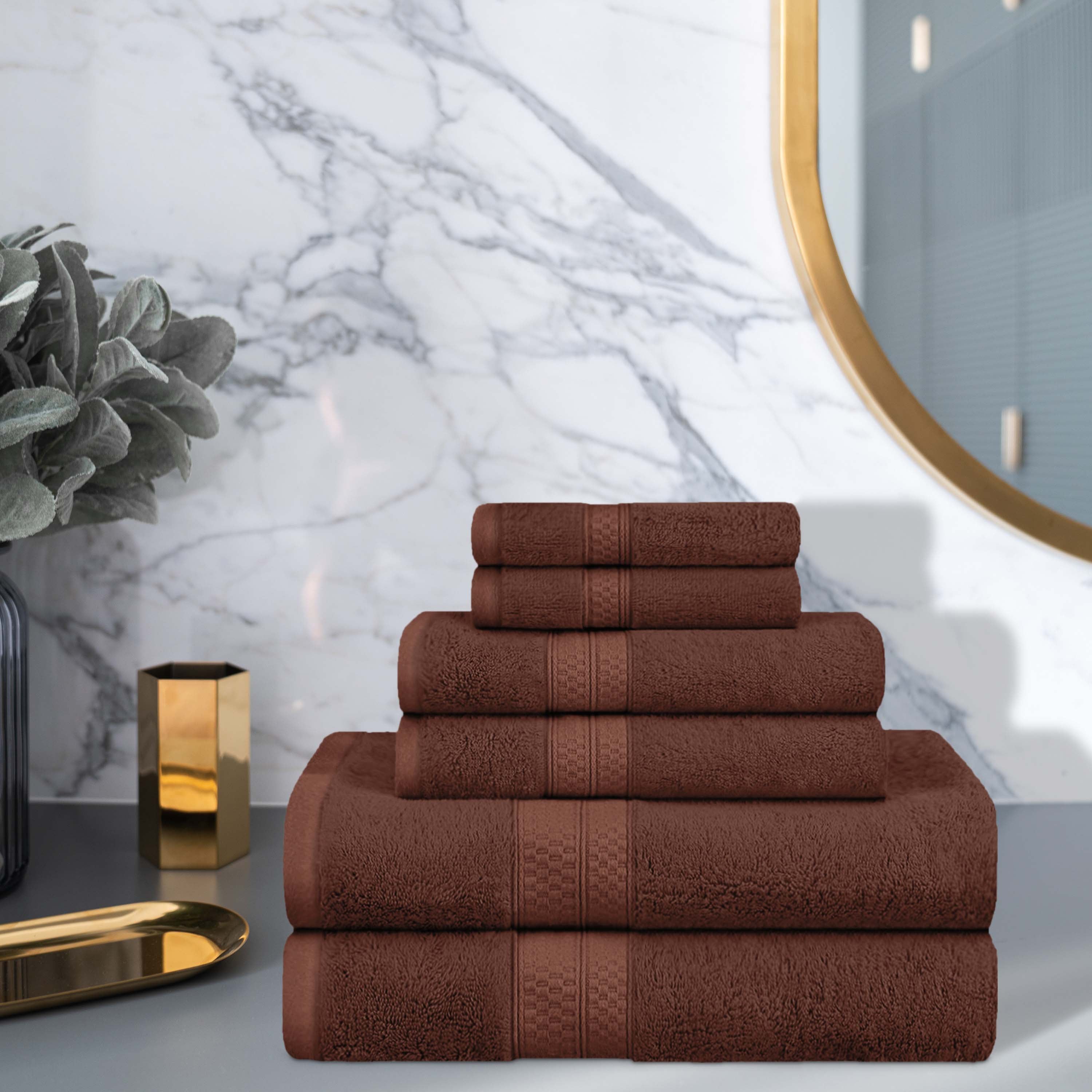 Ultra Soft Rayon Bamboo Cotton Blend 6-Piece Towel Set | Bath, Beach & Spa Luxury Towels | Eco-Friendly & Absorbent