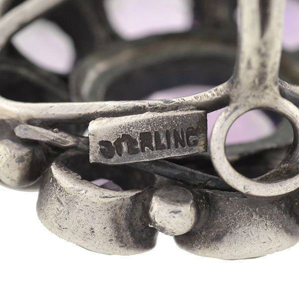 Vintage Sterling Silver Amethyst Cluster Ring - Elegant Bohemian Jewelry for Women, Perfect for Weddings, Parties & Everyday Wear
