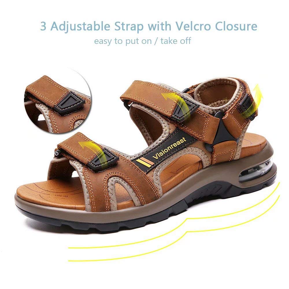 Visionreast Men's Athletic Sandals - Open Toe Hiking & Outdoor Sandals with Non-Slip Air Cushion - Sport Casual Beach Sandals for Walking, Travel & Water Activities