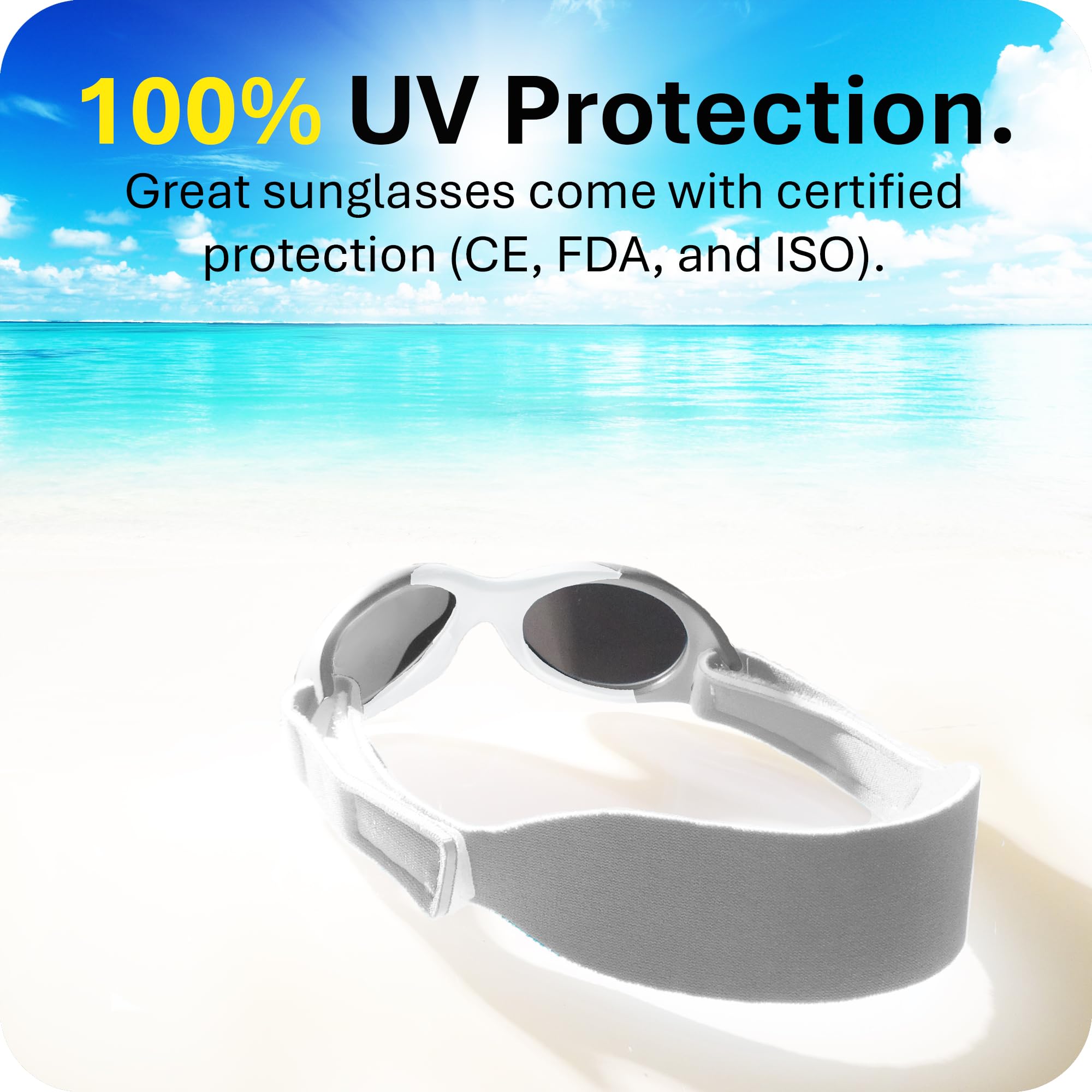 Mausito Baby Sunglasses for 0-24 Months | Flexible BPA-Free Infant Sunglasses with Adjustable Strap | 100% UV Protection | Perfect for Beach, Outdoor Play & Car Rides