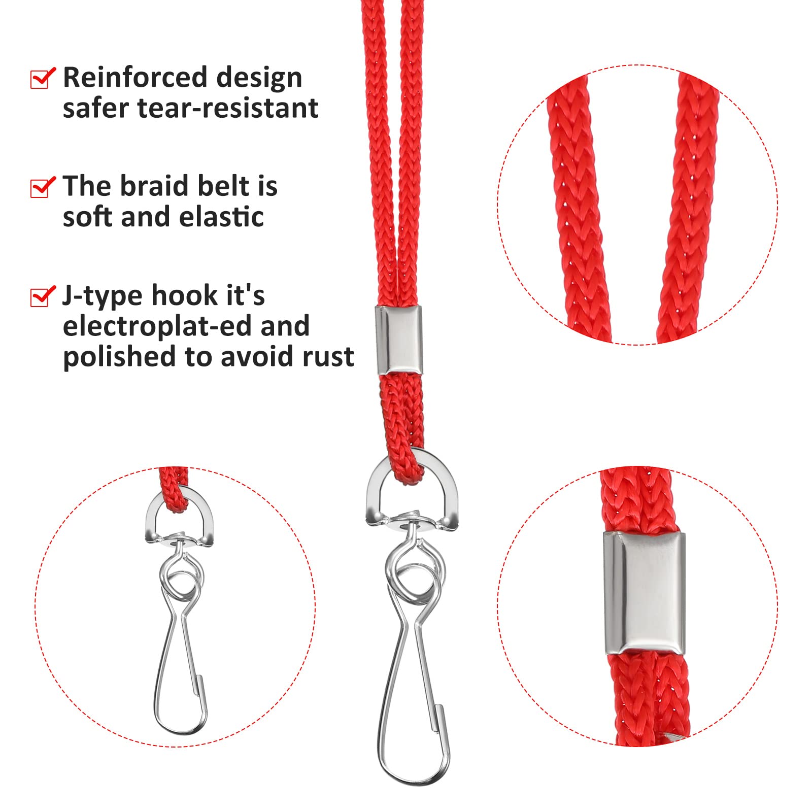150 Pcs ID Badge Lanyards with Swivel Hook - Thin Neck Strap for Work & School