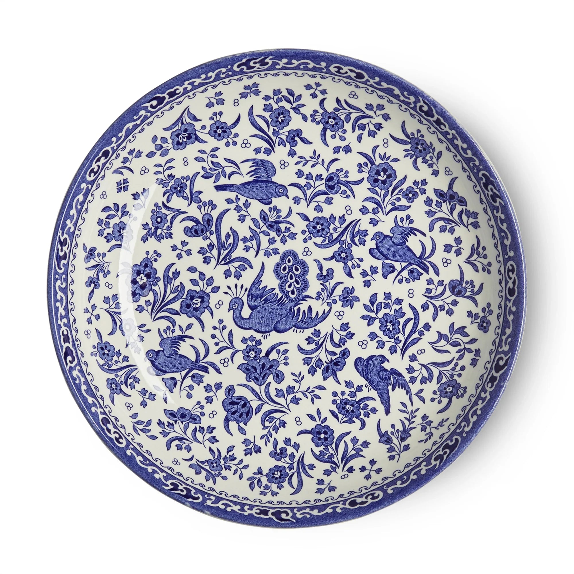 Royal Blue Peacock Design Ceramic Pasta Bowl Set - Elegant Dinnerware for Italian Cuisine, Perfect for Pasta, Salad, Soup & Entertaining Guests