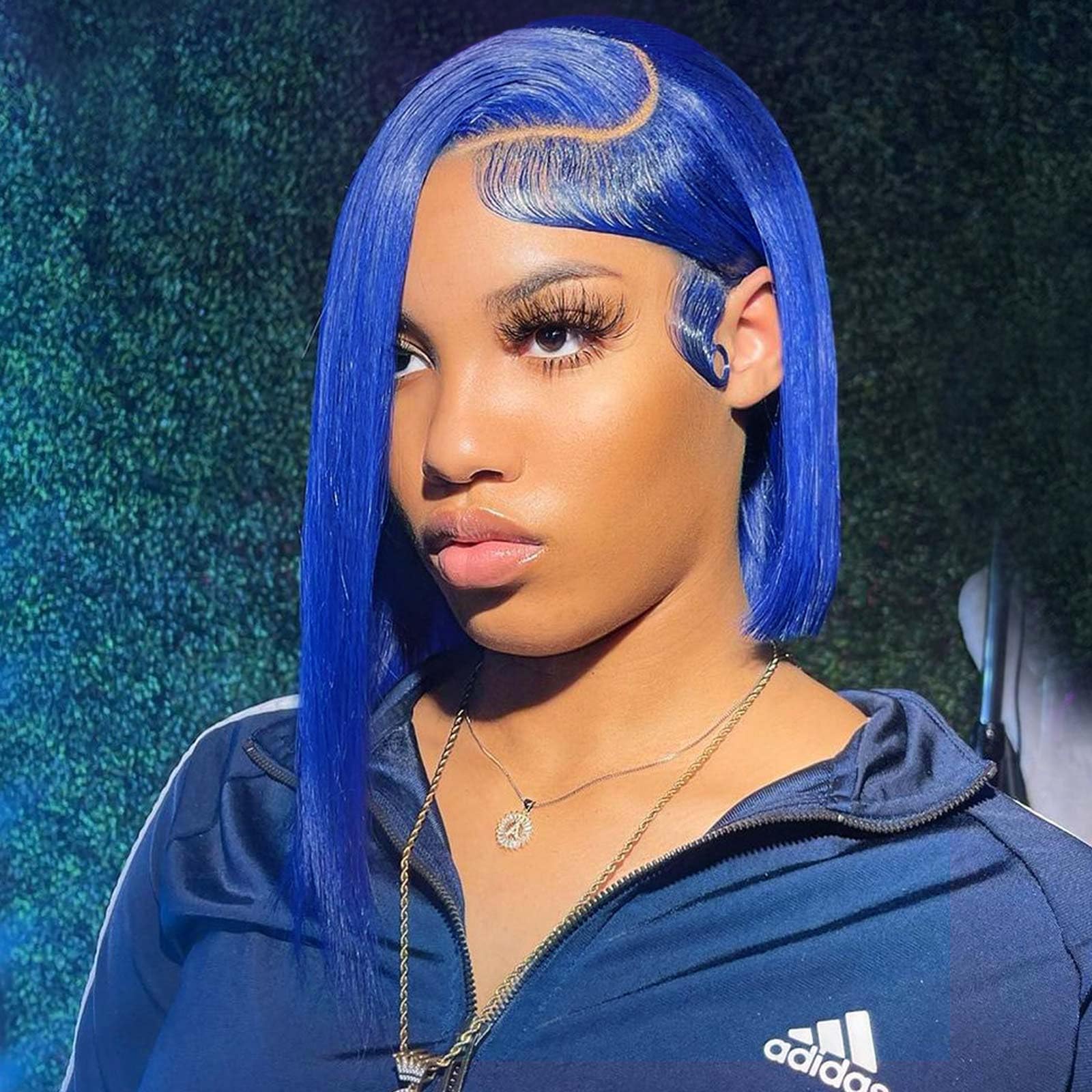 13x4 HD Lace Front Blue Human Hair Wig - Pre Plucked Bob Wig with 180% Density | Glueless Brazilian Short Bob Wigs for Black Women | Natural Hairline & 12 Inch Length | Perfect for Cosplay, Daily Wear & Special Occasions