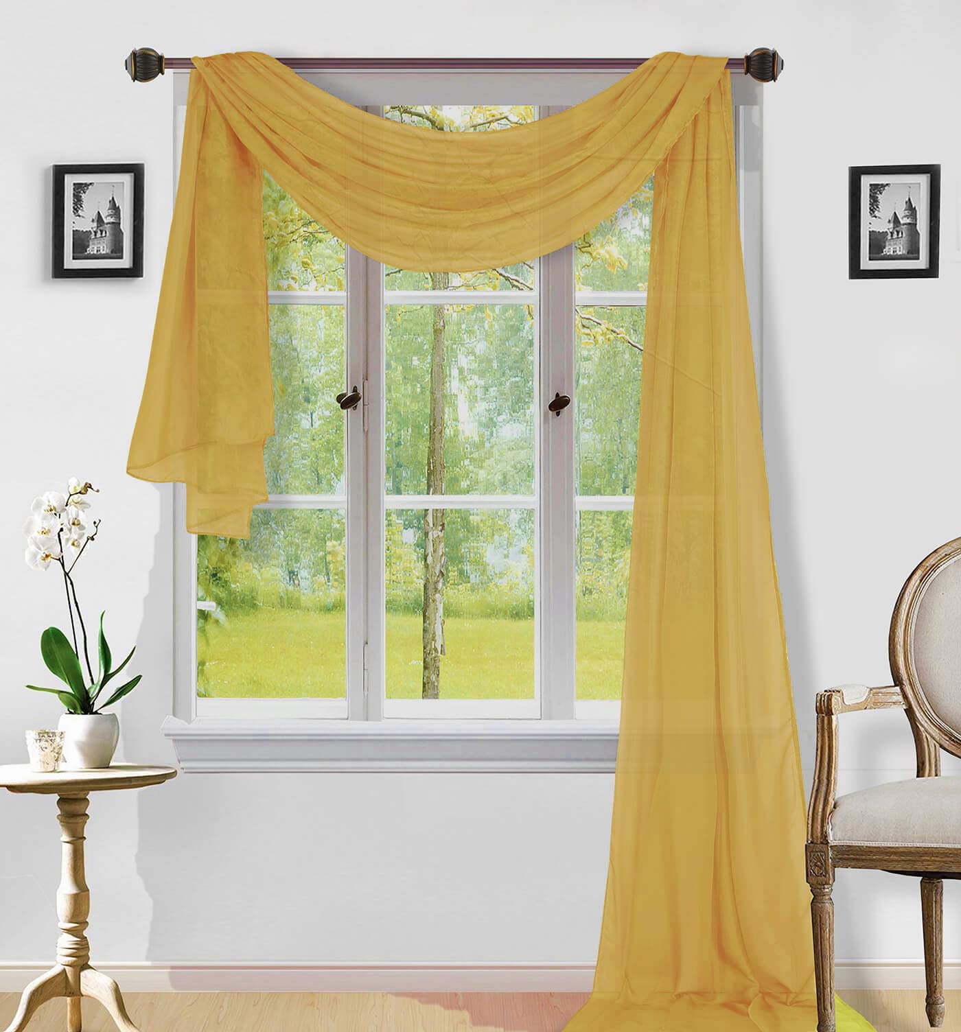 Extra Long Sheer Voile Window Scarf Valance Curtains 37
