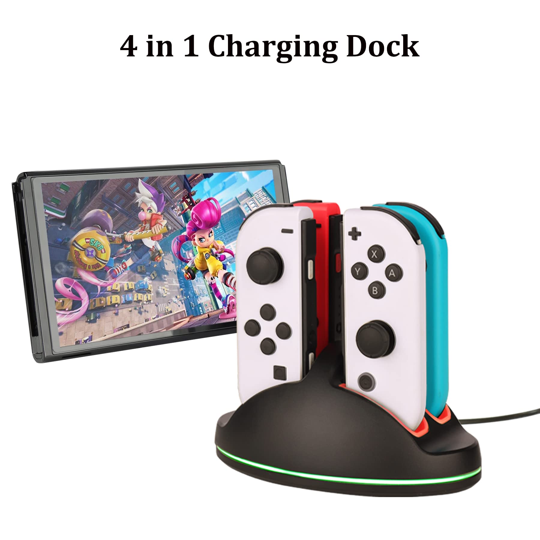 Nintendo Switch OLED Model (2021) Accessories Bundle - 23-in-1 Family Party Kit with Carrying Case, Joy-Con Charging Dock, Grips, Covers, Steering Wheels, Mount & Screen Protectors - Perfect for Gaming Parties, Travel & Home Entertainment