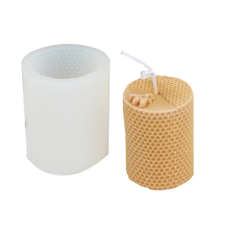 Premium Honeycomb Bee Cylinder Silicone Candle Mold - 8.2cm Height for DIY Beeswax Candles, Soap Making & Home Decor Crafts - Perfect for Wedding Favors, Gifts & Aromatherapy