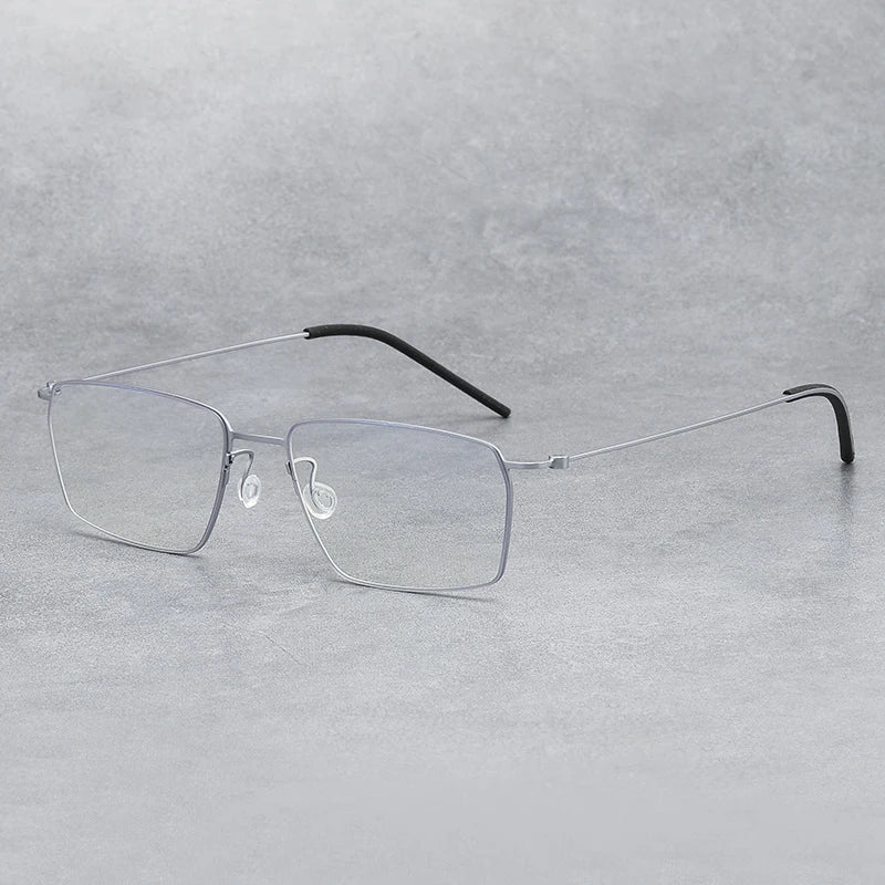 Premium Black Titanium Square Unisex Screwless Eyeglasses Frame 45509 - Stylish & Lightweight for Work, Reading & Everyday Wear