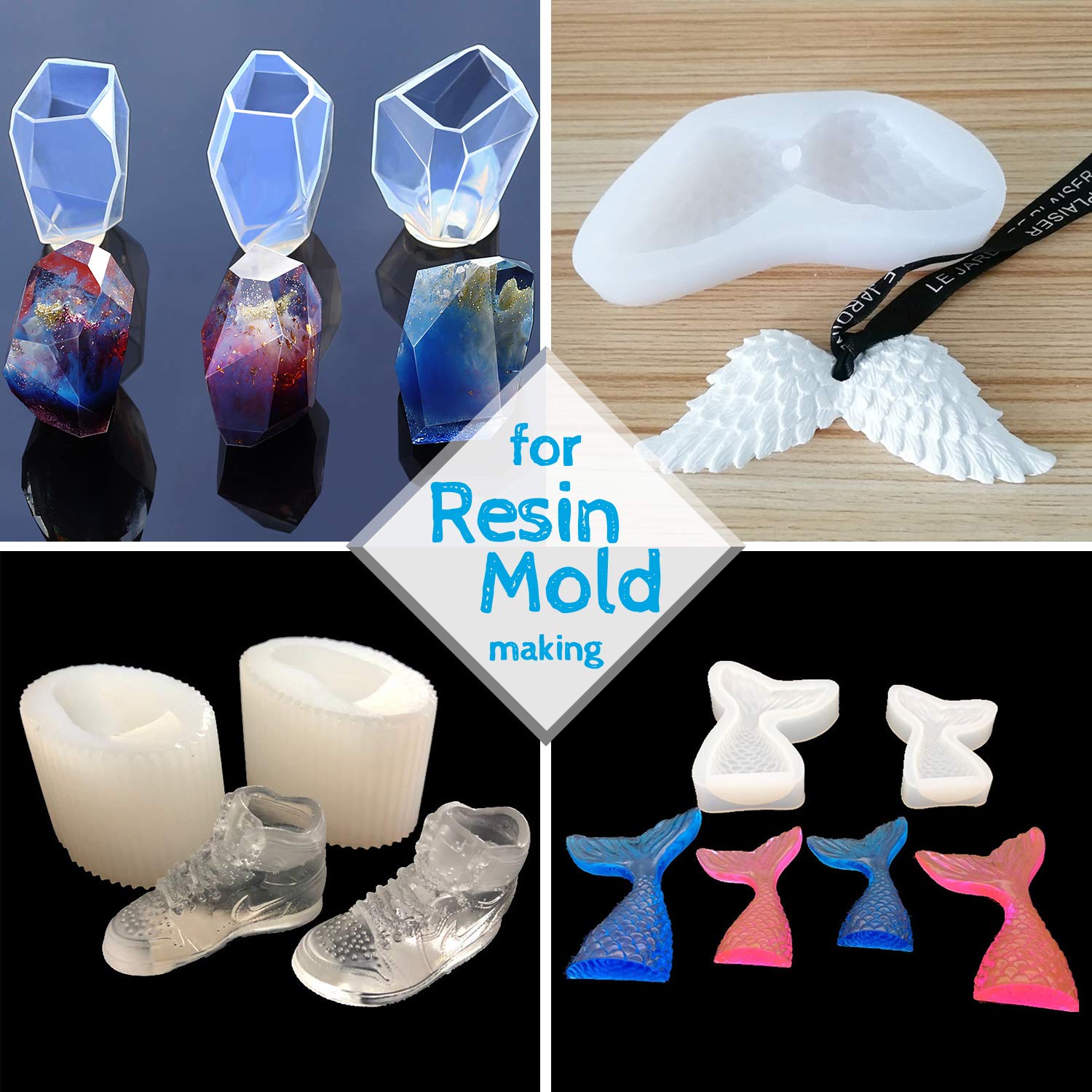 Premium Silicone Mold Making Kit - 10.6oz Liquid Translucent Silicone Rubber for DIY Epoxy Resin Molds, Jewelry Casting & Craft Projects - Easy 1:1 Mix Ratio - Perfect for Cake Decorating, Soap Making, Candle Molds & DIY Art Projects (240ml)