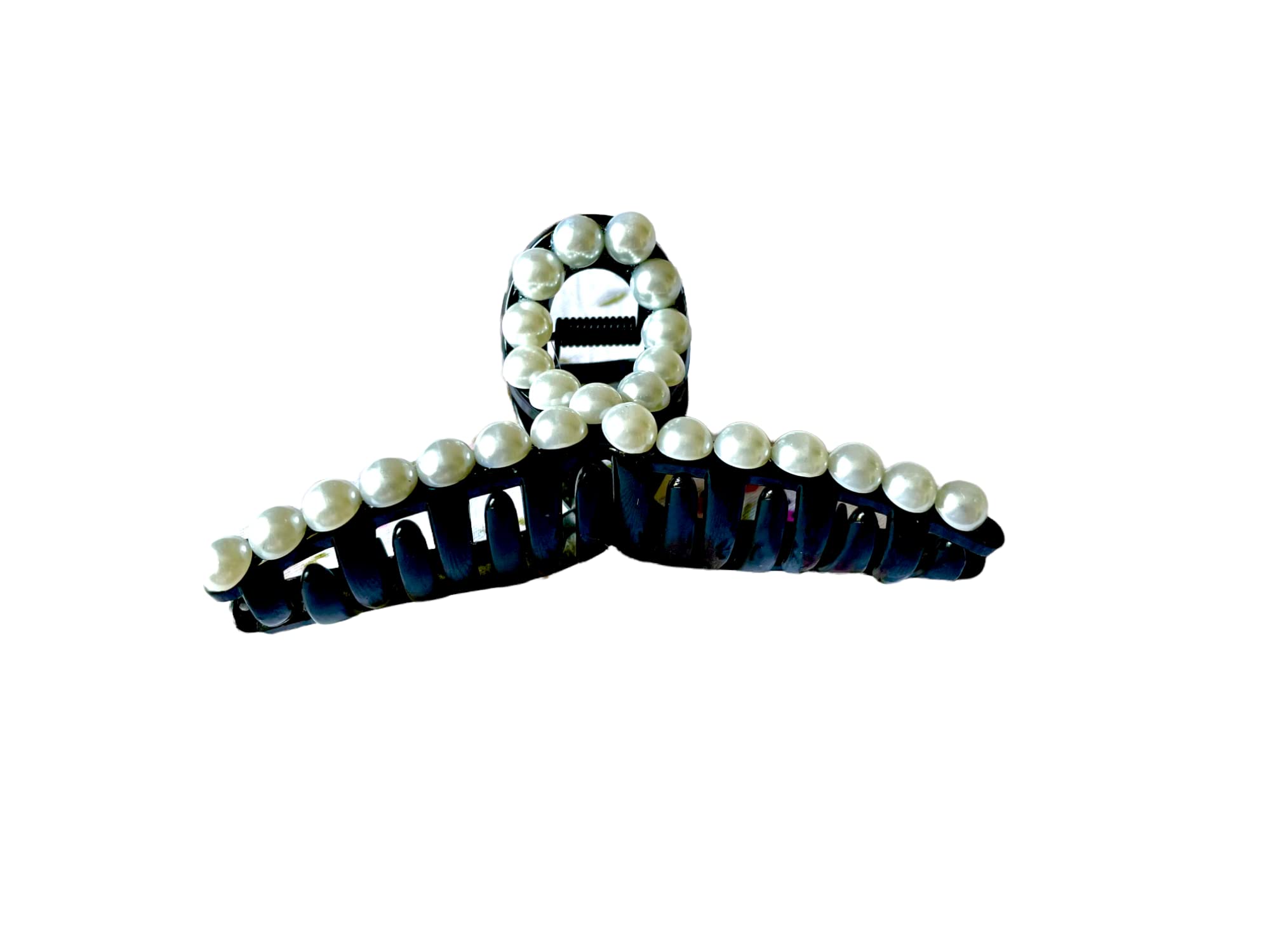 APPSAMBR 3-Piece Pearl Hair Clips Set - 2 Pack Non-Slip Hair Claw Clamps with Pearls for Women & Girls (Champagne, Black, Shell) | Perfect for Weddings, Parties & Everyday Hairstyles