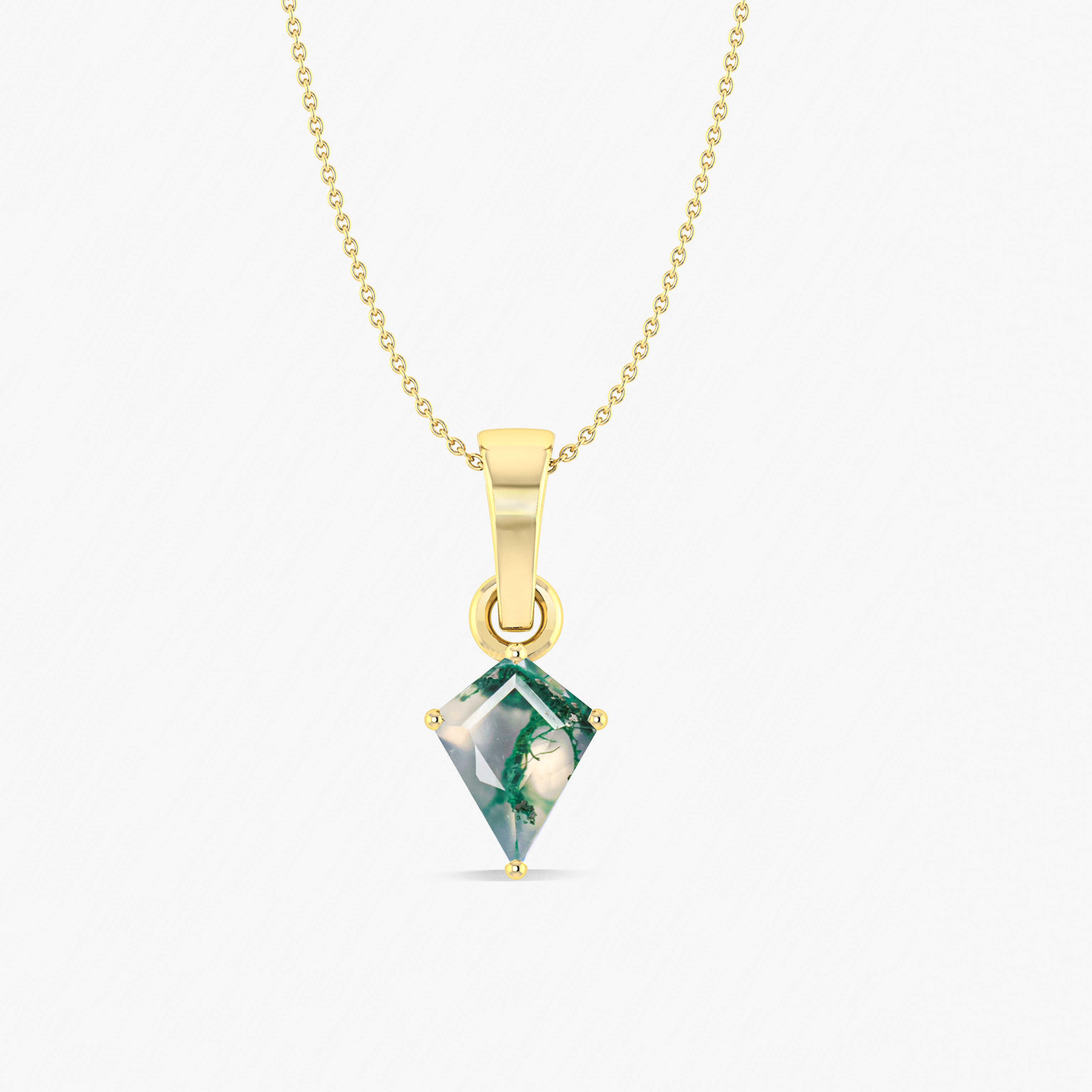 **Moss Agate Kite Gemstone Pendant Necklace – Natural Stone Jewelry for Women, Healing Crystal Gift for Spiritual Protection & Positive Energy – Perfect for Meditation, Yoga & Everyday Wear**