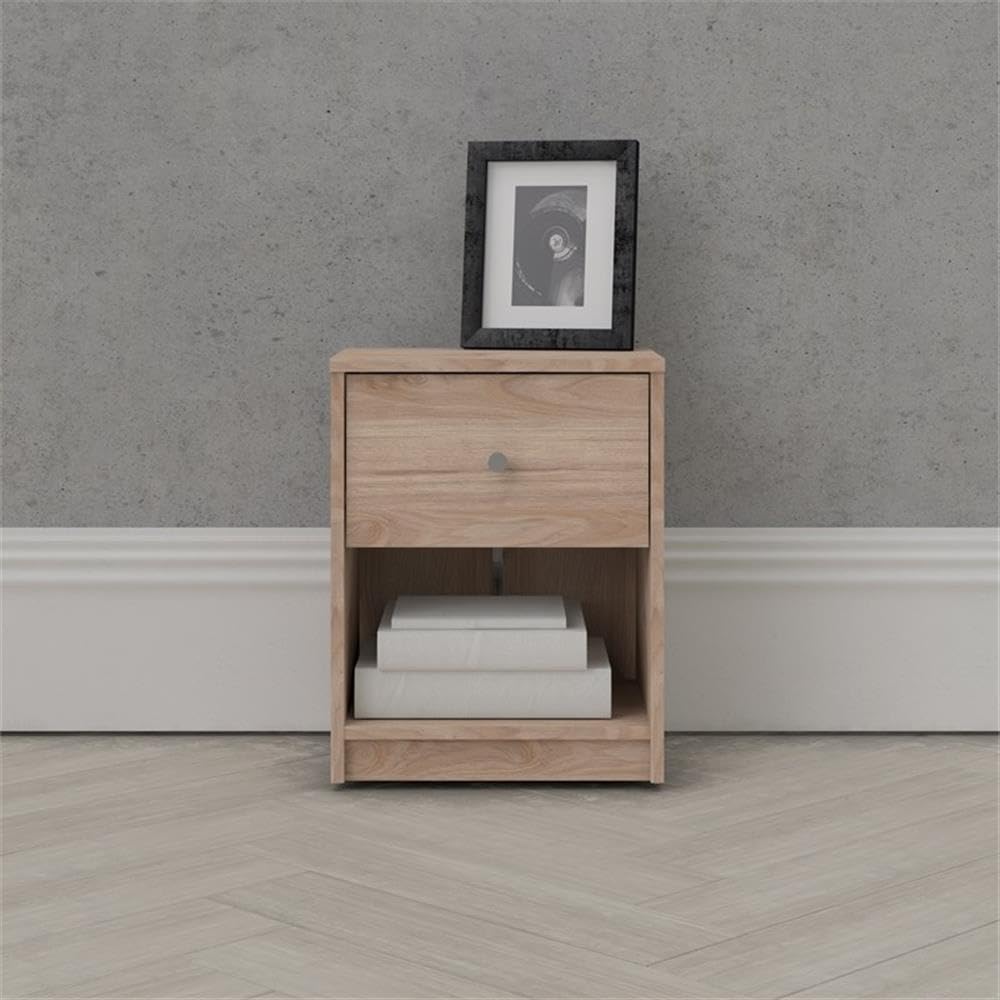 Home Square 2-Piece 1-Drawer Nightstand Set in Jackson Hickory - Modern Bedside Tables for Bedroom, Living Room & Guest Room