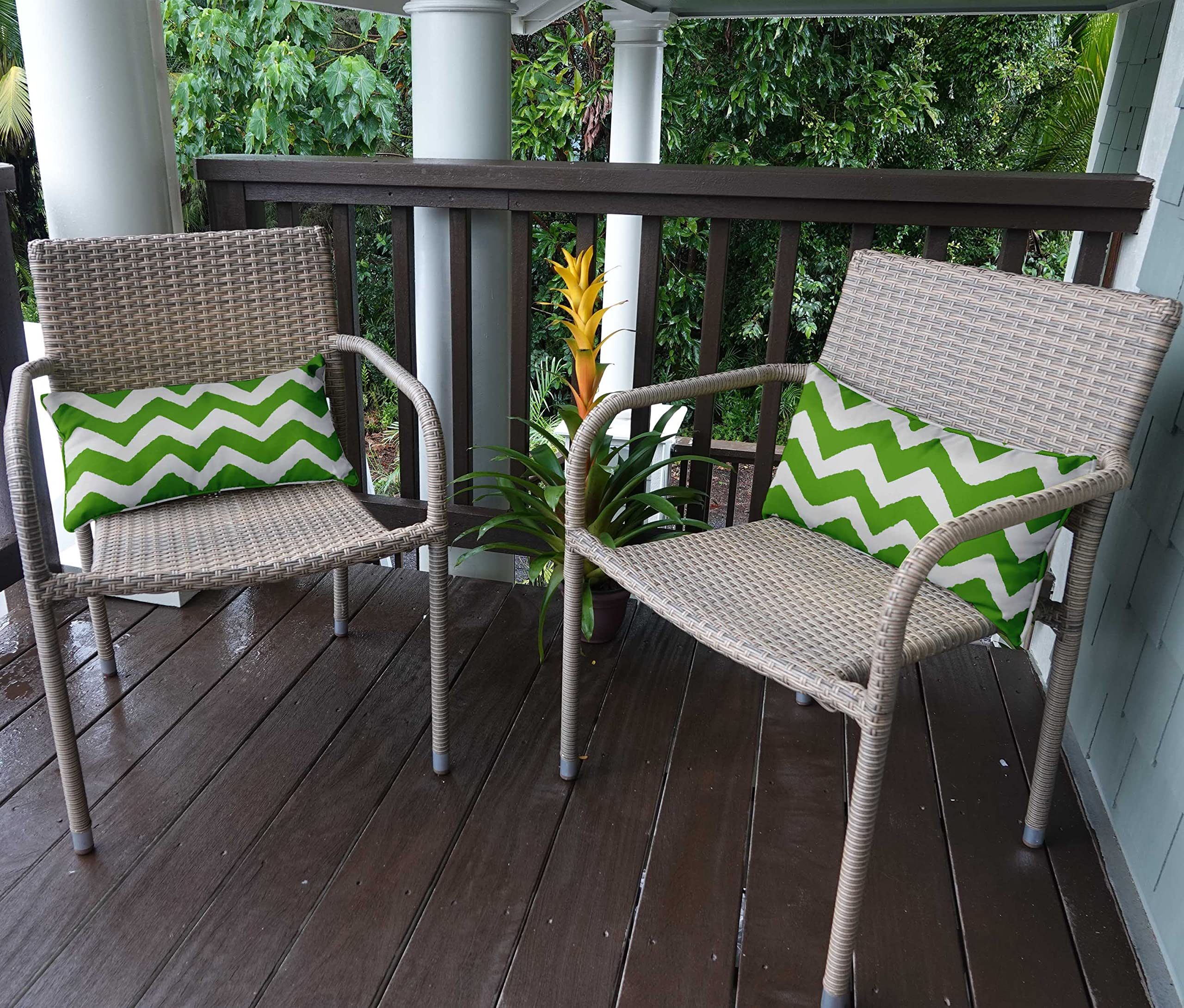 Waterproof Polyester Lumbar Pillow Covers Set of 2 (16x24 Inches) - Indoor Outdoor All-Weather Decorative Cushion Cases for Sofa, Patio Furniture & Home Decor - Chevron Pattern Design