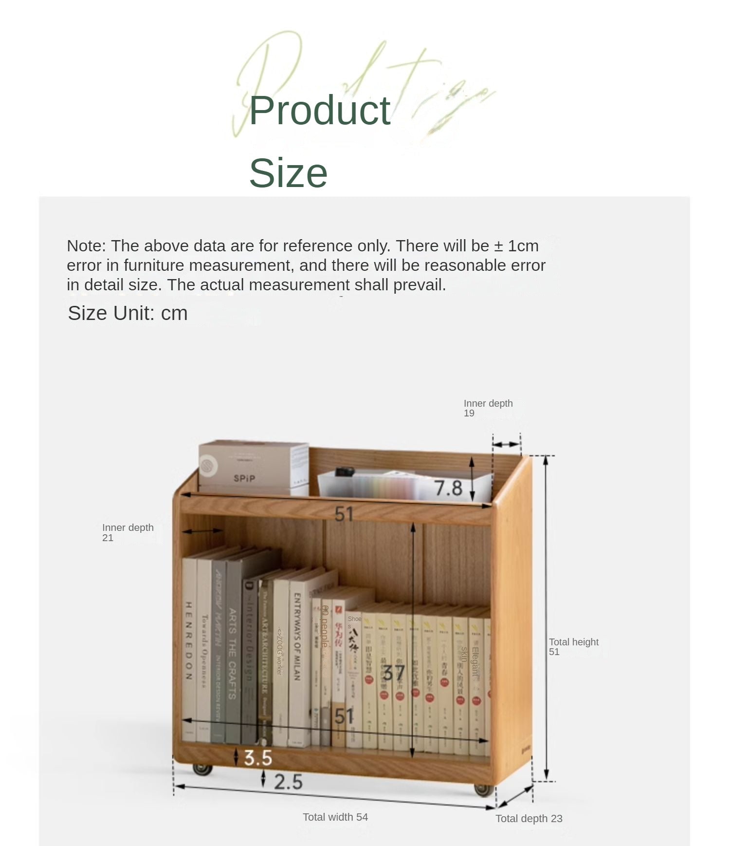 Solid Oak Wood Under Desk Mobile Bookshelf - Rolling Storage Organizer for Home Office, Study, or Kids Room - Perfect for Files, Books, and Supplies