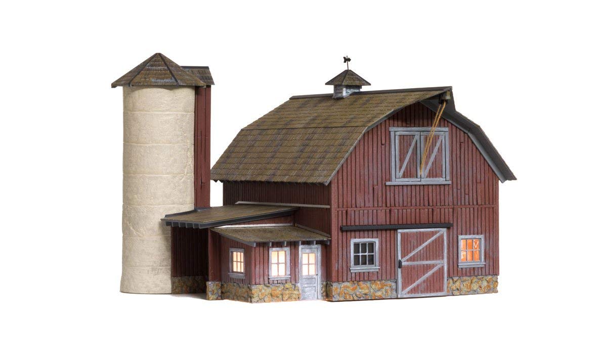 Woodland Scenics BR5865 Old Weathered Barn Built & Ready Kit - O Scale Model Train Building for Realistic Railroad Scenery & Diorama Displays