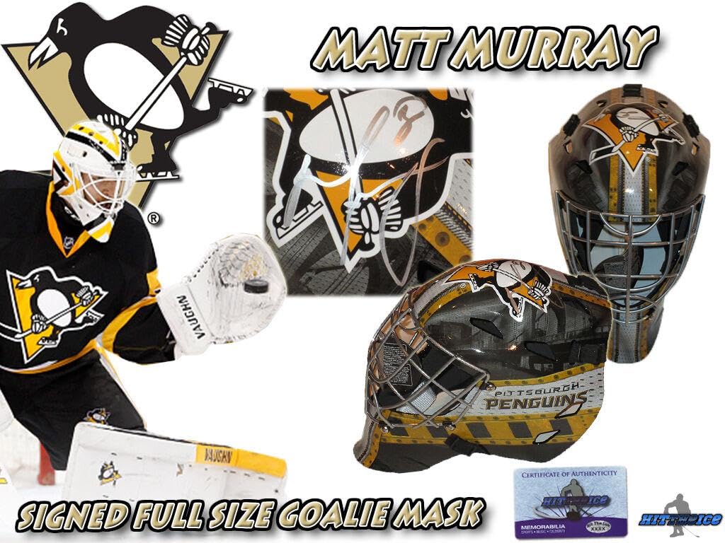 Authentic Matt Murray Signed Pittsburgh Penguins Full Size Goalie Mask with COA #2 - Autographed NHL Hockey Helmet for Collectors & Fans - Perfect for Sports Memorabilia Displays & Gifts