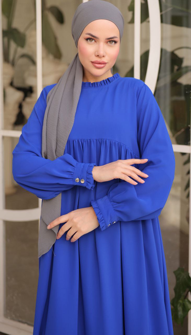 Elegant Gathered Sleeve Long Maxi Abaya Dress for Women - Modest Islamic Clothing for Prayer, Special Occasions & Everyday Wear