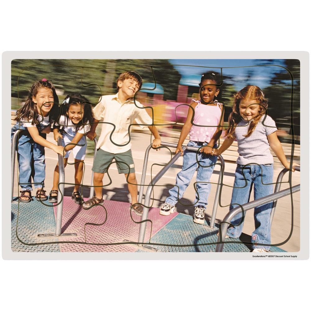 Excellerations Wooden Community Helper Jigsaw Puzzle Set - 12 Educational Puzzles for Kids Ages 3-5 (8-12 Pieces Each, 11.6