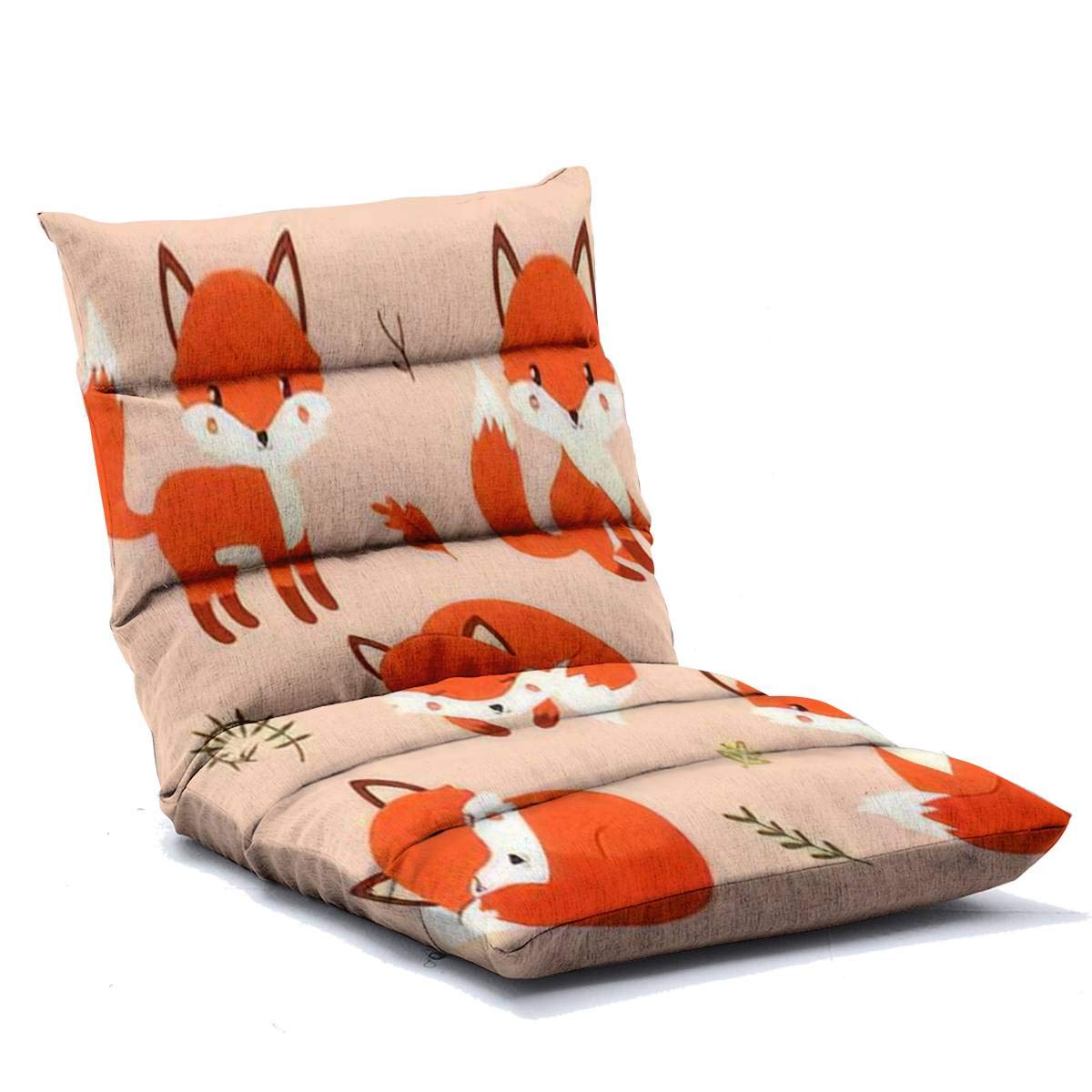 Adjustable Memory Foam Floor Lounger Chair - Modern Flat Design with Cute Fox Pattern - Foldable Floor Sofa for Adults - Perfect for Home, Office, Reading, Watching TV & Gaming - Ergonomic Support for Back Pain Relief