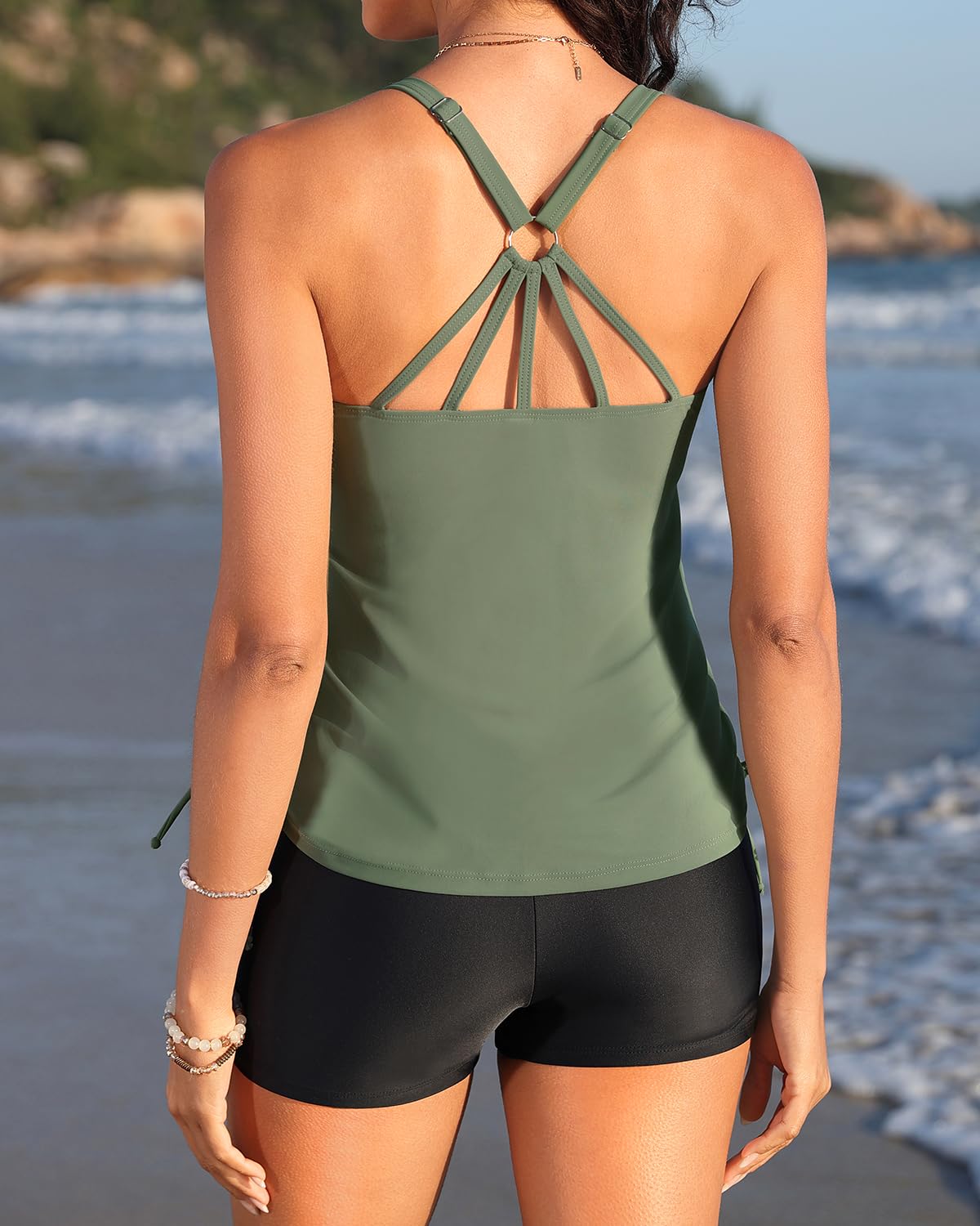Yonique Women's Tankini Swimsuits with Shorts - Tummy Control for Swimming & Beach