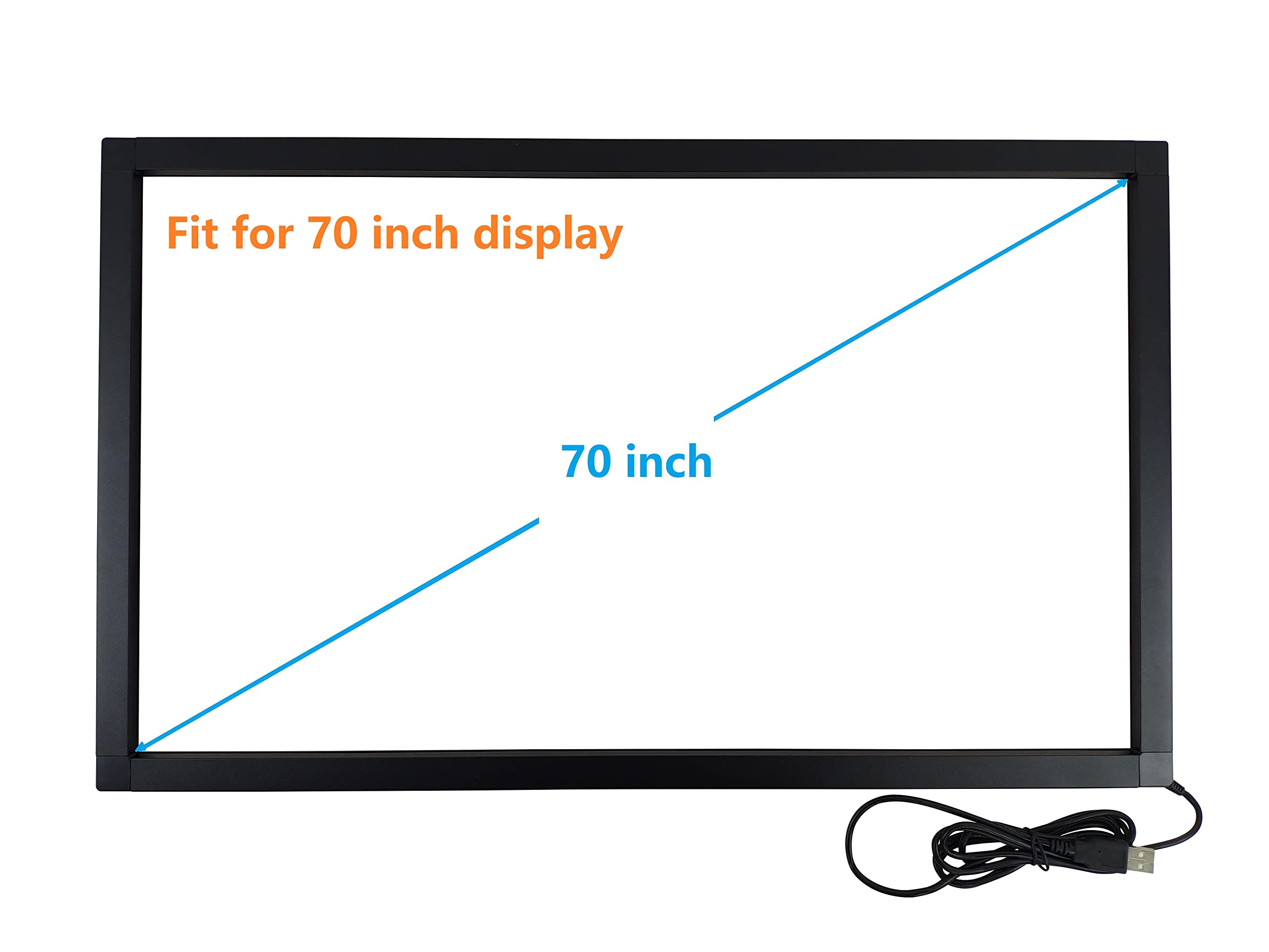 70 Inch 10-Point Interactive IR Touch Screen Overlay Frame with Free Driver - Compatible with Touch TVs, Monitors, Whiteboards, Kiosks & Digital Signage - Perfect for Classrooms, Meetings & Retail Displays