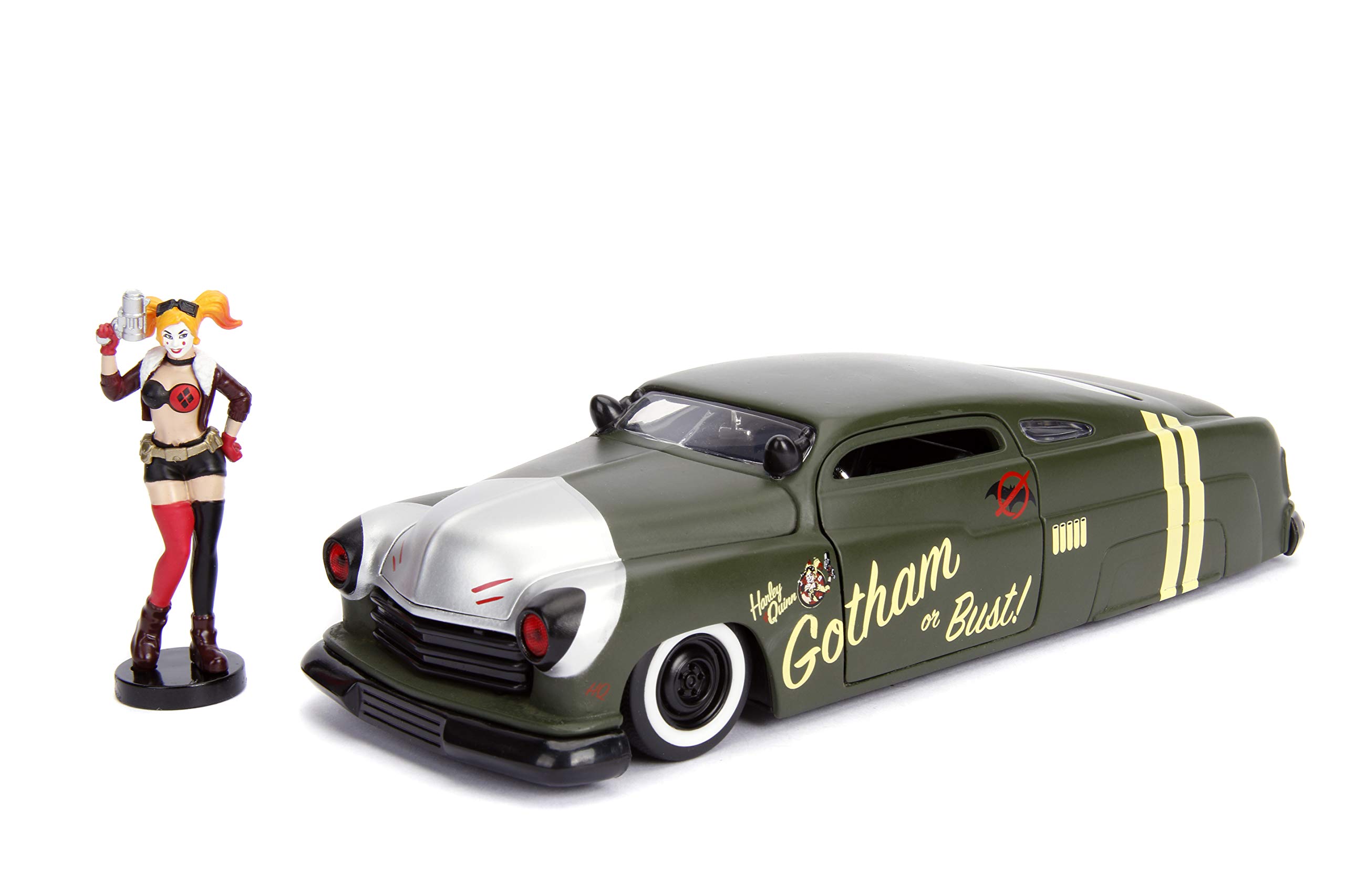 JADA TOYS 1/24 Scale Mercury 1951 & Harley Quinn Action Figure - Collectible Die-Cast Model Car with DC Comics Character for Display & Gifts