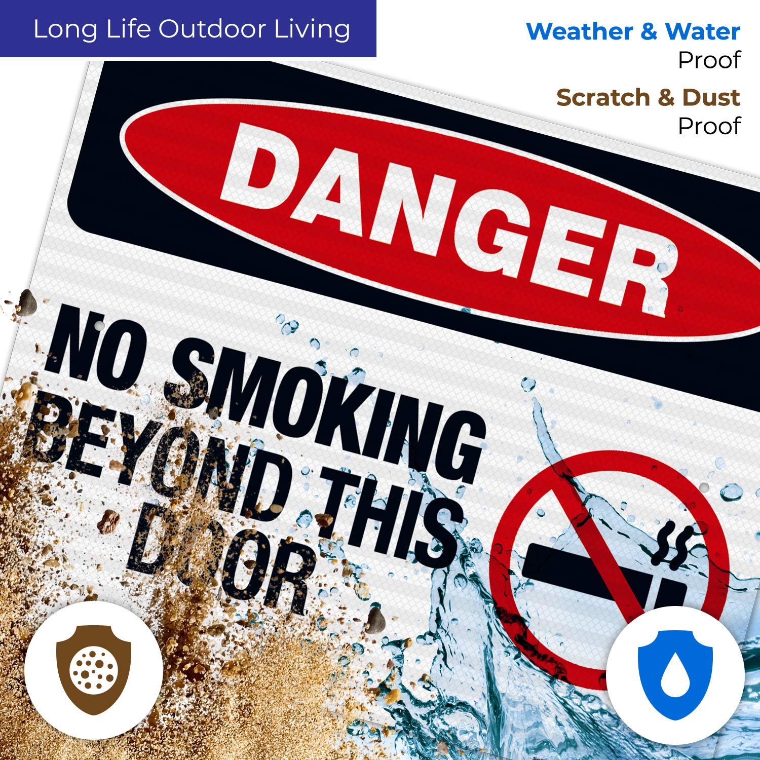 Danger No Smoking Beyond This Door Sign - OSHA Compliant 24x30 Inches, 3M EGP Reflective .080 Aluminum Safety Sign, Fade Resistant for Indoor & Outdoor Use - Made in USA | Perfect for Warehouses, Factories & Public Buildings