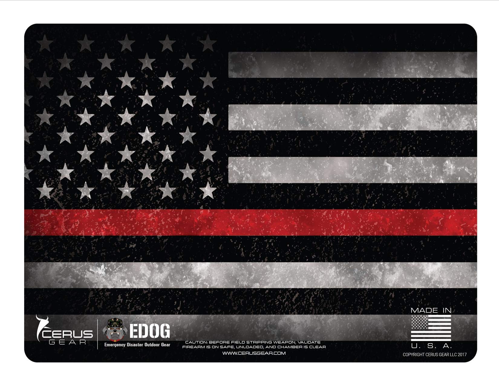 EDOG Range Warrior 27-Piece Gun Cleaning Kit for .22 .38 .357 9MM .45 Caliber Pistols - Thin Red Line Firefighter Tribute with Handgun Mat & Tactical Cleaning Essentials - Perfect for Range Maintenance & Firearm Care