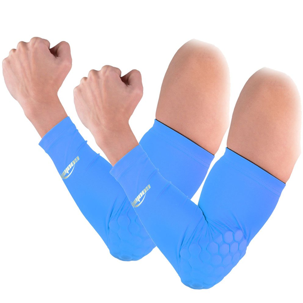 Light Blue Padded Arm Sleeves for Sports & Protection - Comfortable Compression Sleeve for Basketball, Baseball, Volleyball & Outdoor Activities - UV Protection & Muscle Support