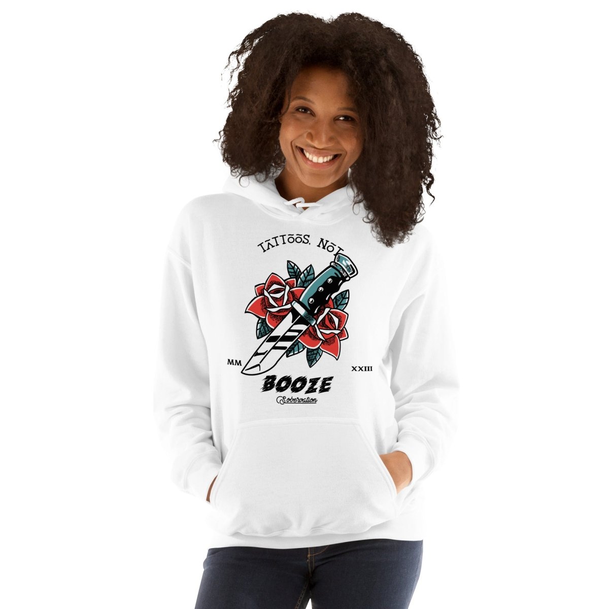 Rose Dagger Unisex Hoodie - Gothic Tattoo Inspired Pullover for Men & Women | Perfect for Streetwear, Concerts & Alternative Fashion
