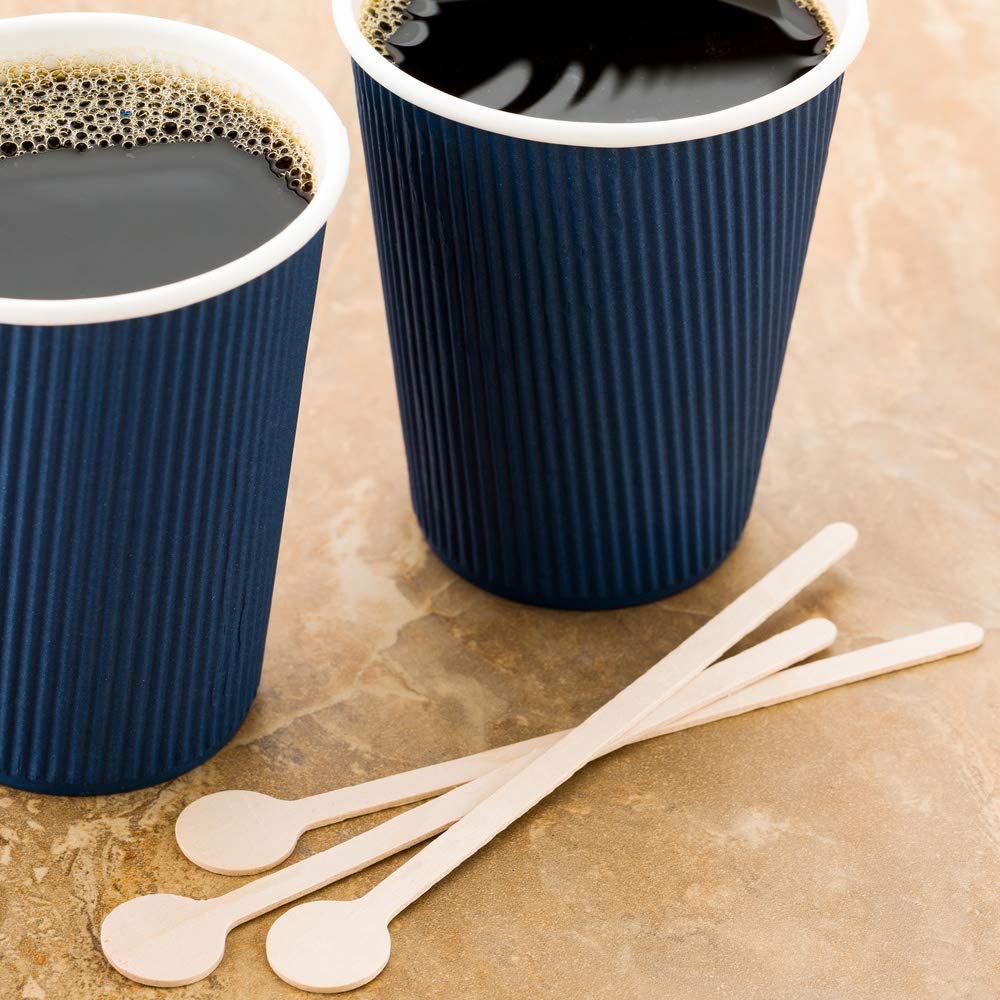 1000-Pack 6 Inch Disposable Wooden Coffee Stirrers - Round Flat Top Stirring Sticks for Hot & Cold Drinks, Coffee, Tea, Cocktails | Perfect for Restaurants, Cafes, Bars & Home Use