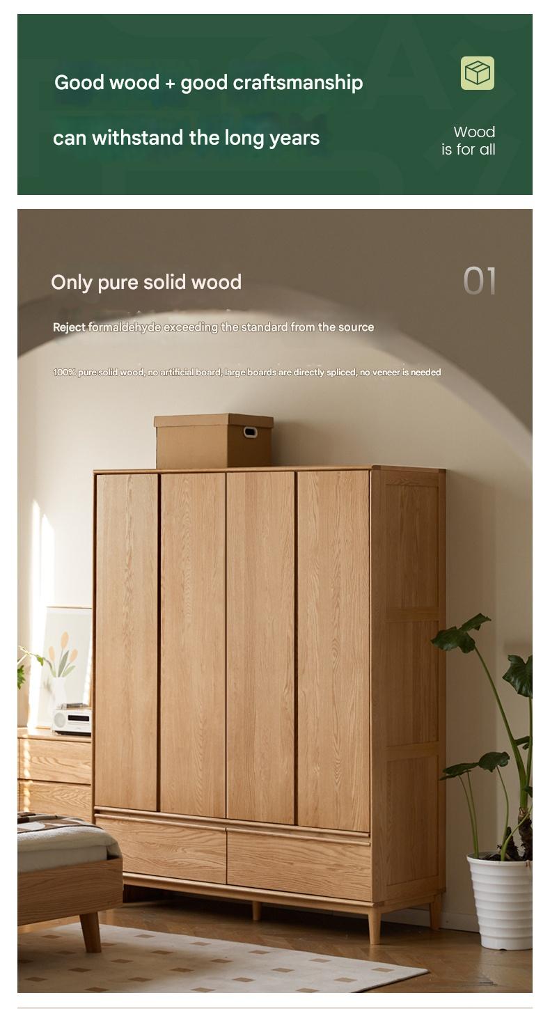Modern Oak Solid Wood Wardrobe - Spacious Storage for Bedroom, Closet & Home Organization | Durable & Stylish Furniture for Master Bedroom, Guest Room & Walk-In Closets