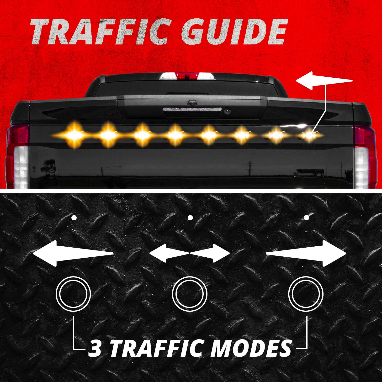 XKGLOW 4pc Ultra Bright LED Strobe Lights with Traffic Modes - Multiple Strobe Patterns, Solid White & Amber Colors for Emergency Vehicles, Construction Zones & Roadside Safety