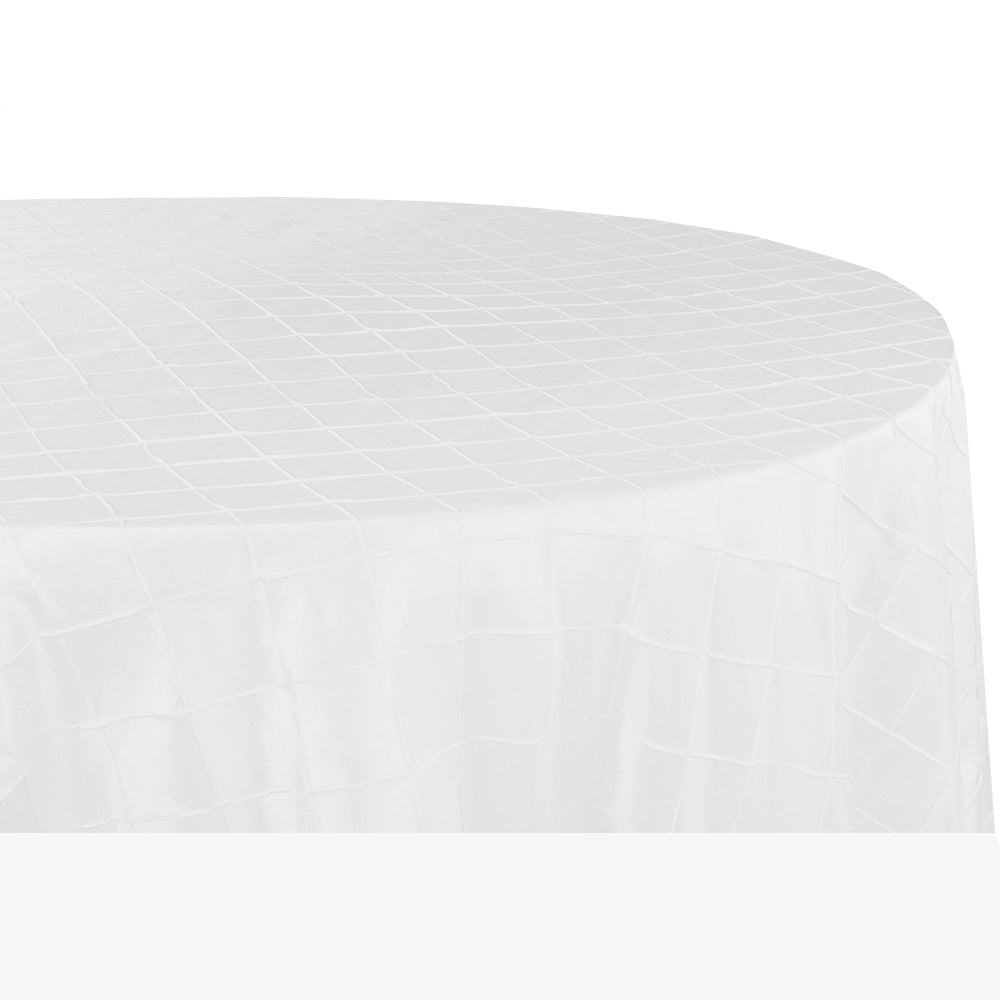Elegant White Pintuck 132-Inch Round Tablecloth for Weddings, Parties & Formal Dining - Premium Quality Fabric