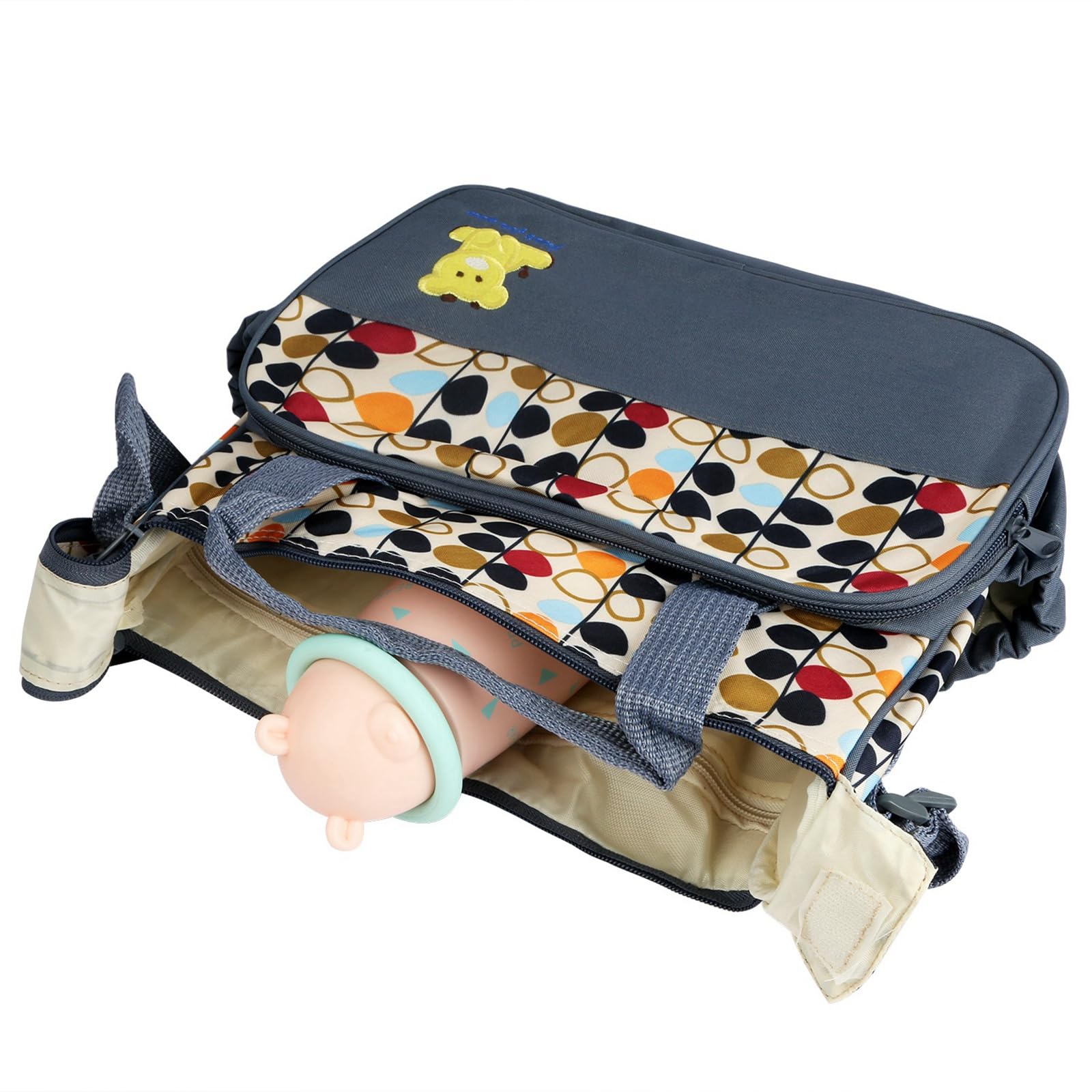 **Zorpupoa Large Diaper Bag Set for Boys & Girls - 5PCS Travel Tote with Nappy Changing Essentials - Stylish & Portable Mommy Bag for Outings, Shopping & Baby Care**