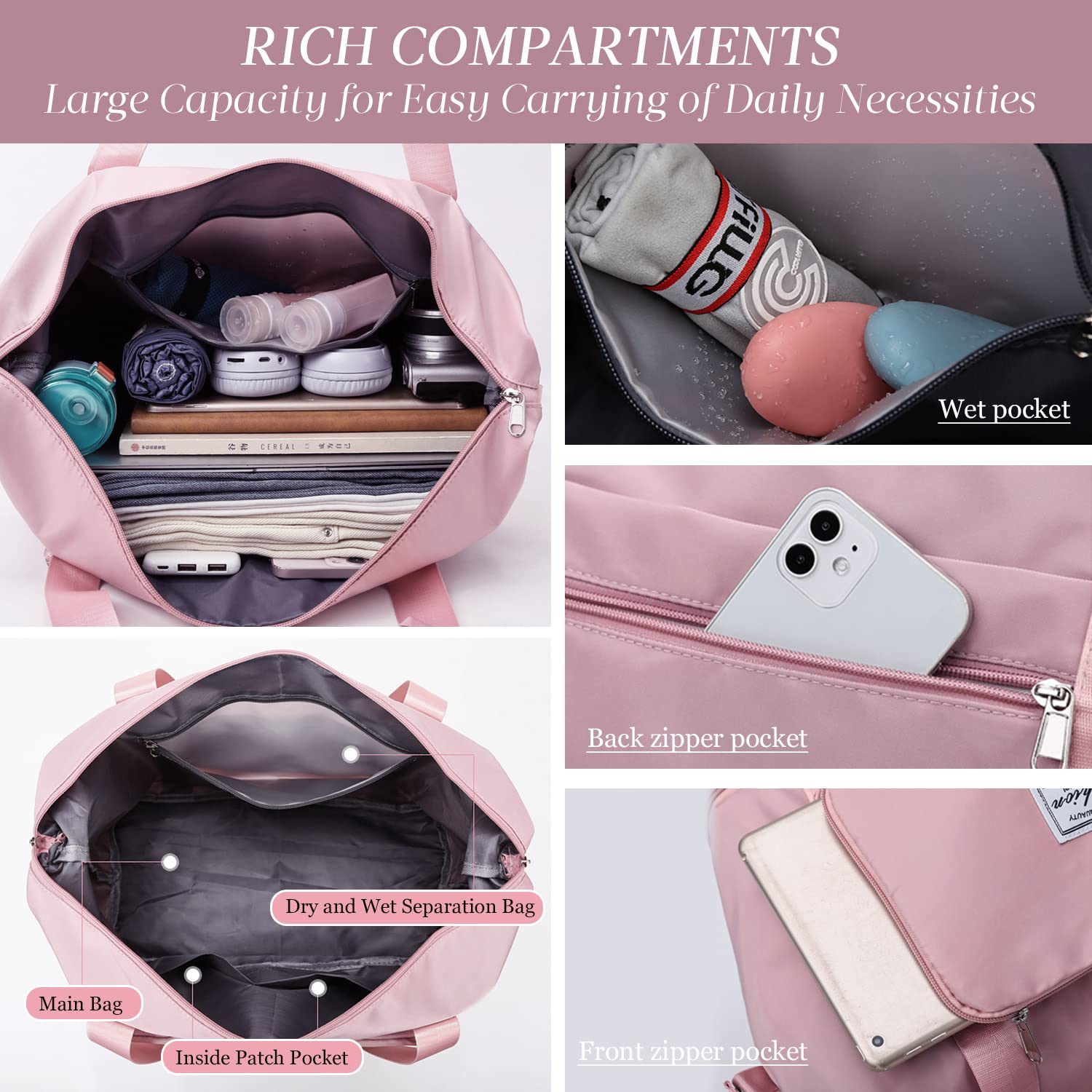 **Stylish Travel Duffel Tote Bag for Women - Waterproof Weekender Overnight Bag with Trolley Sleeve, Perfect Carry-On for Airplanes, Gym, Beach & Weekend Getaways**