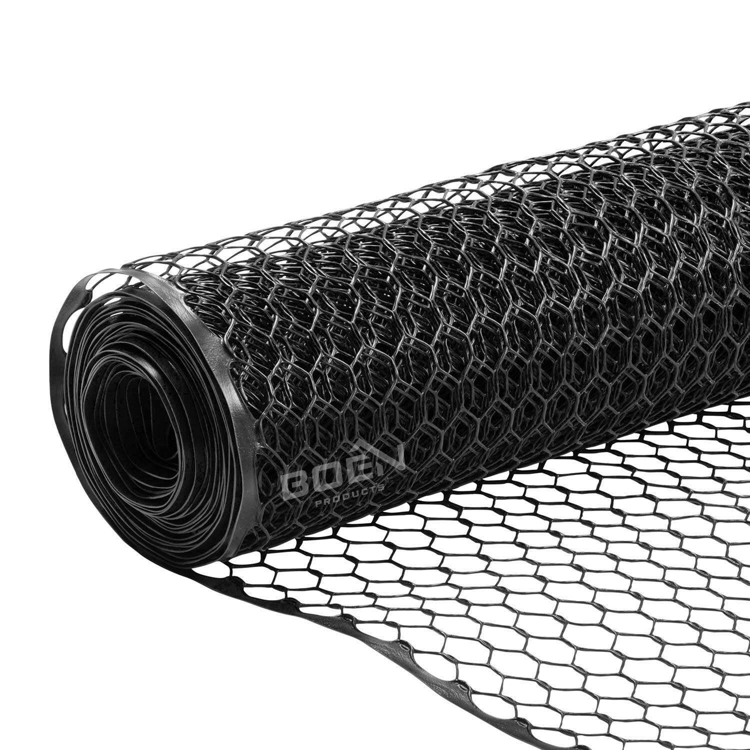 Boen 4' x 100' Black Plastic Hexagonal Chicken Wire Mesh Roll - Durable Poultry Fencing for Temporary/Semi-Permanent Enclosures, Deer Protection & Construction Sites | Ideal for Garden Security, Animal Pens & DIY Projects