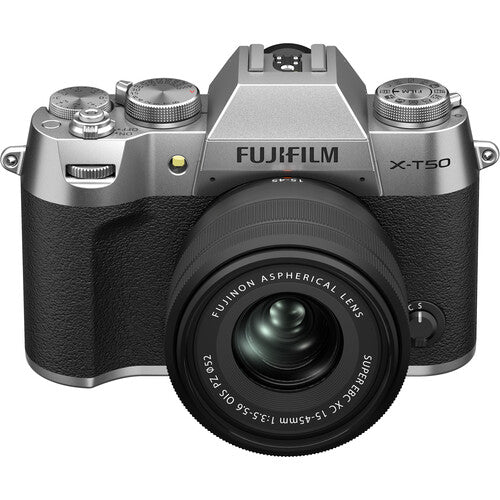 FUJIFILM X-T50 Mirrorless Digital Camera with XC15-45mmF3.5-5.6 OIS PZ Lens Kit in Silver - Perfect for Travel Photography, Vlogging & Street Shooting
