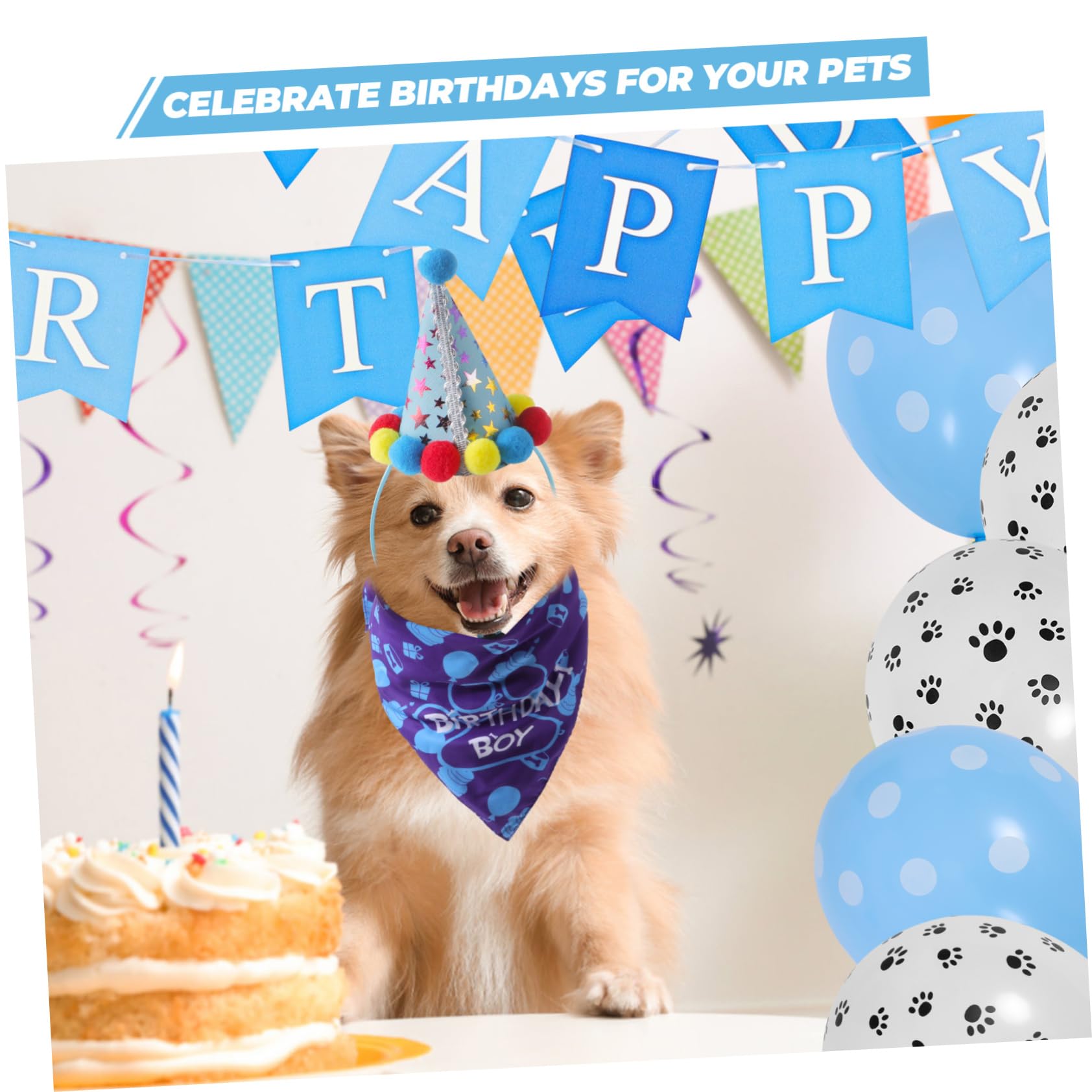 1 Set Pet Birthday Party Decorations - Dog Birthday Dress Up Kit with Bunting Banner, Bow Tie, Balloons & Cat Bib - Perfect for Dog & Cat Birthday Celebrations, Paw-Themed Parties & Pet Costume Events