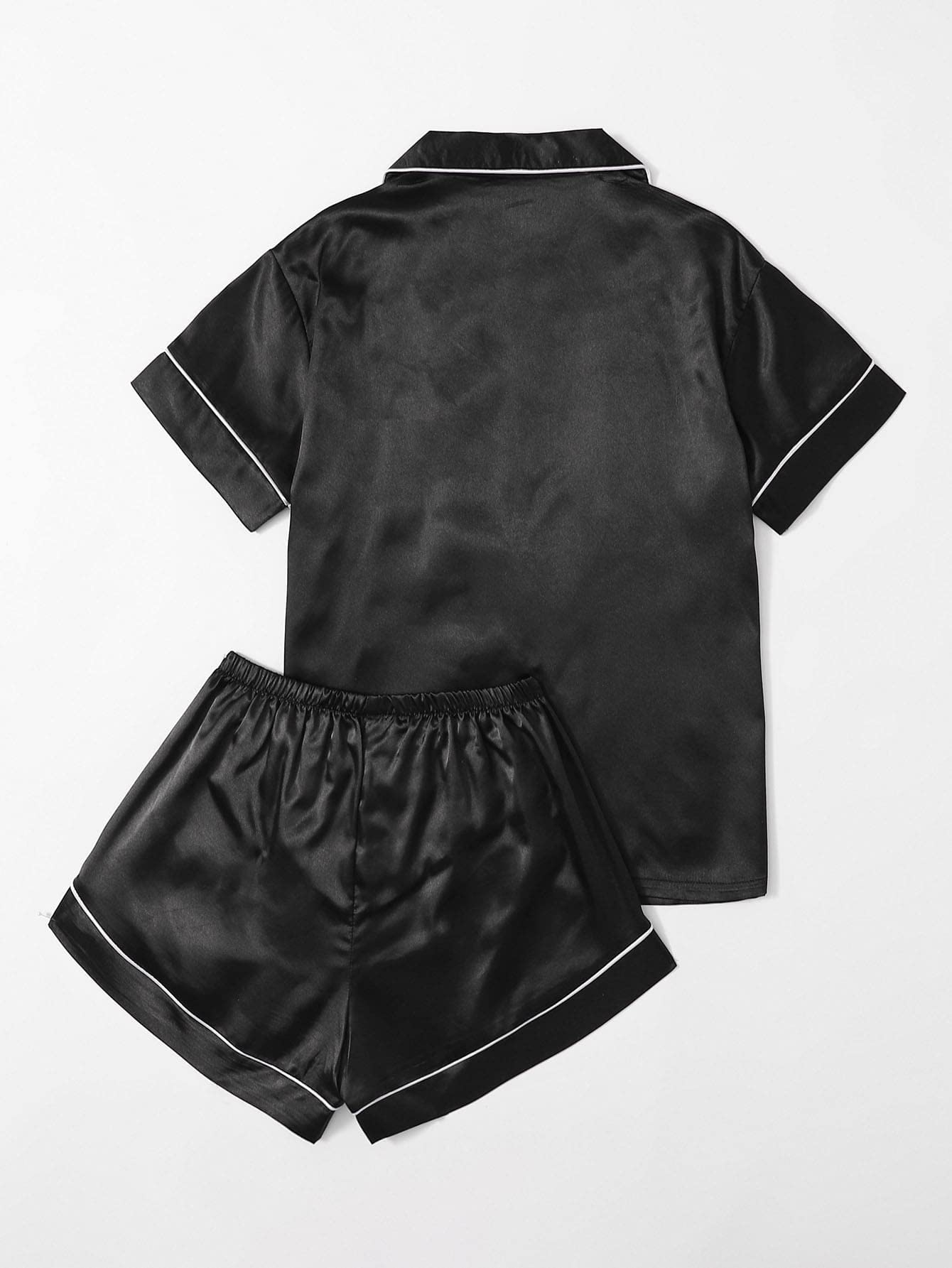 WDIRARA Women's Plus Size Satin Sleepwear Set - Short Sleeve Shirt & Shorts Pajamas for Comfortable Nightwear | Perfect for Lounge, Sleep & Relaxation at Home