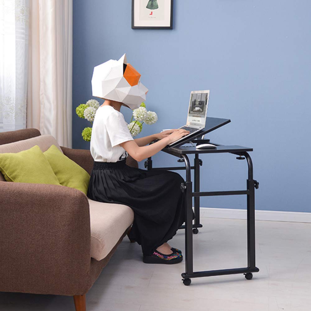 Adjustable Overbed Desk with Wheels - Mobile Hospital Bed Table, Rolling Laptop Desk for Medical Use & Home Office, Height & Length Customizable (Black) - Perfect for Patients, Students & Remote Workers