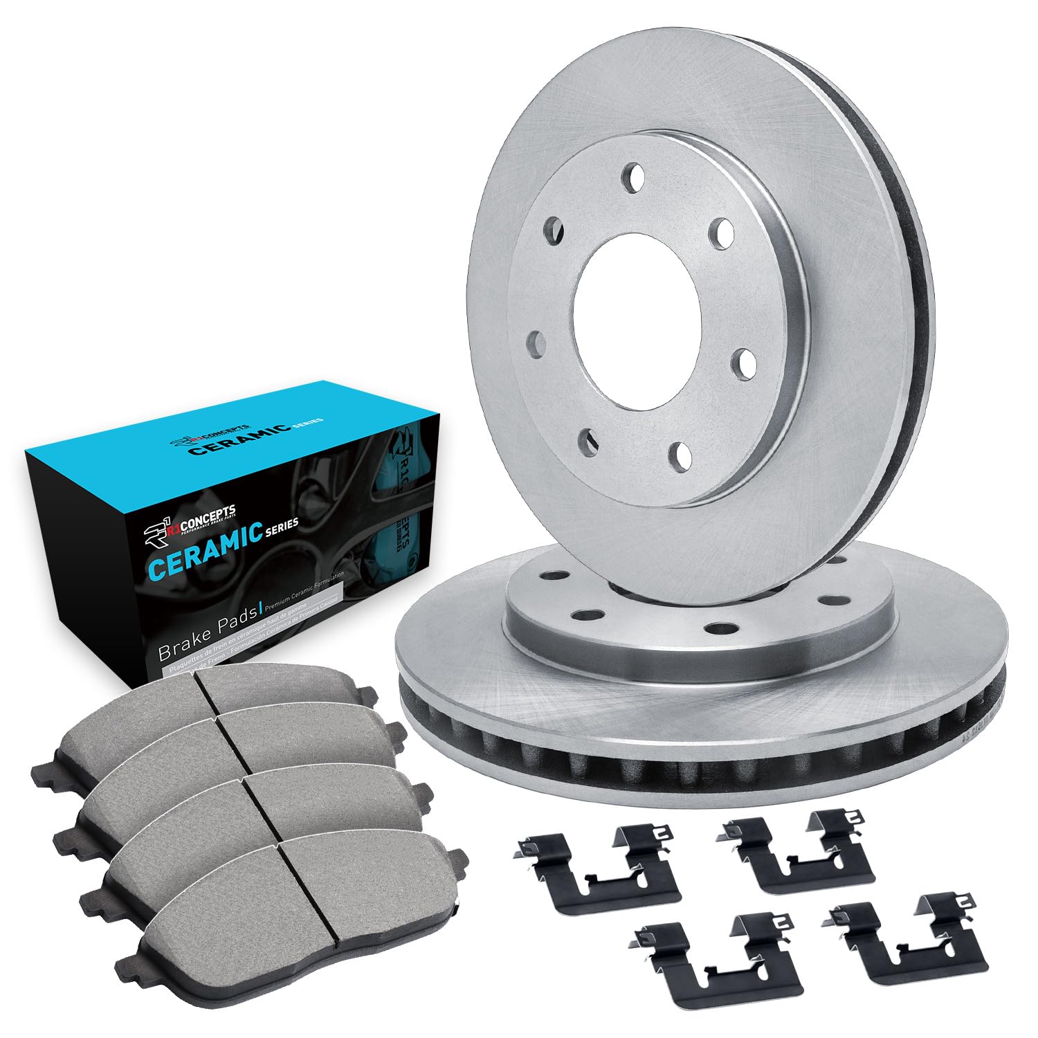 R1 Concepts Premium Rear Brake Pads and Rotors Kit - Ceramic Brake Pads, Slotted Rotors & Hardware Included - Compatible with 2012-2014 Ford F-150 Pickup Truck - Perfect for Daily Driving, Towing & Off-Road Use
