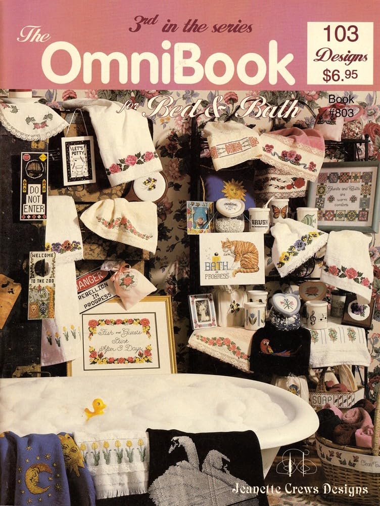 OmniBook Cross Stitch Pattern for Bed and Bath - DIY Home Decor, Pillow & Blanket Embroidery Design for Cozy Bedroom and Bathroom Decor