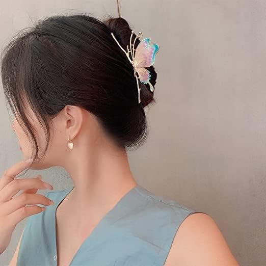 Sparkly Butterfly Hair Claw Clips - Large Non-Slip Metal Hair Clips for Women, Strong Hold Hair Accessories for Thick Hair, Cute Hair Clips for Girls, Perfect Hair Gifts for Her (Great for Parties, Weddings, Daily Styling)