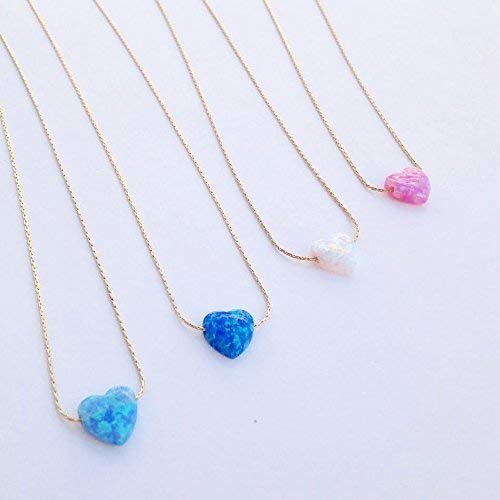 Custom Heart Opal Necklace - Gold Filled Pink Charm Jewelry for Gifts & Romance