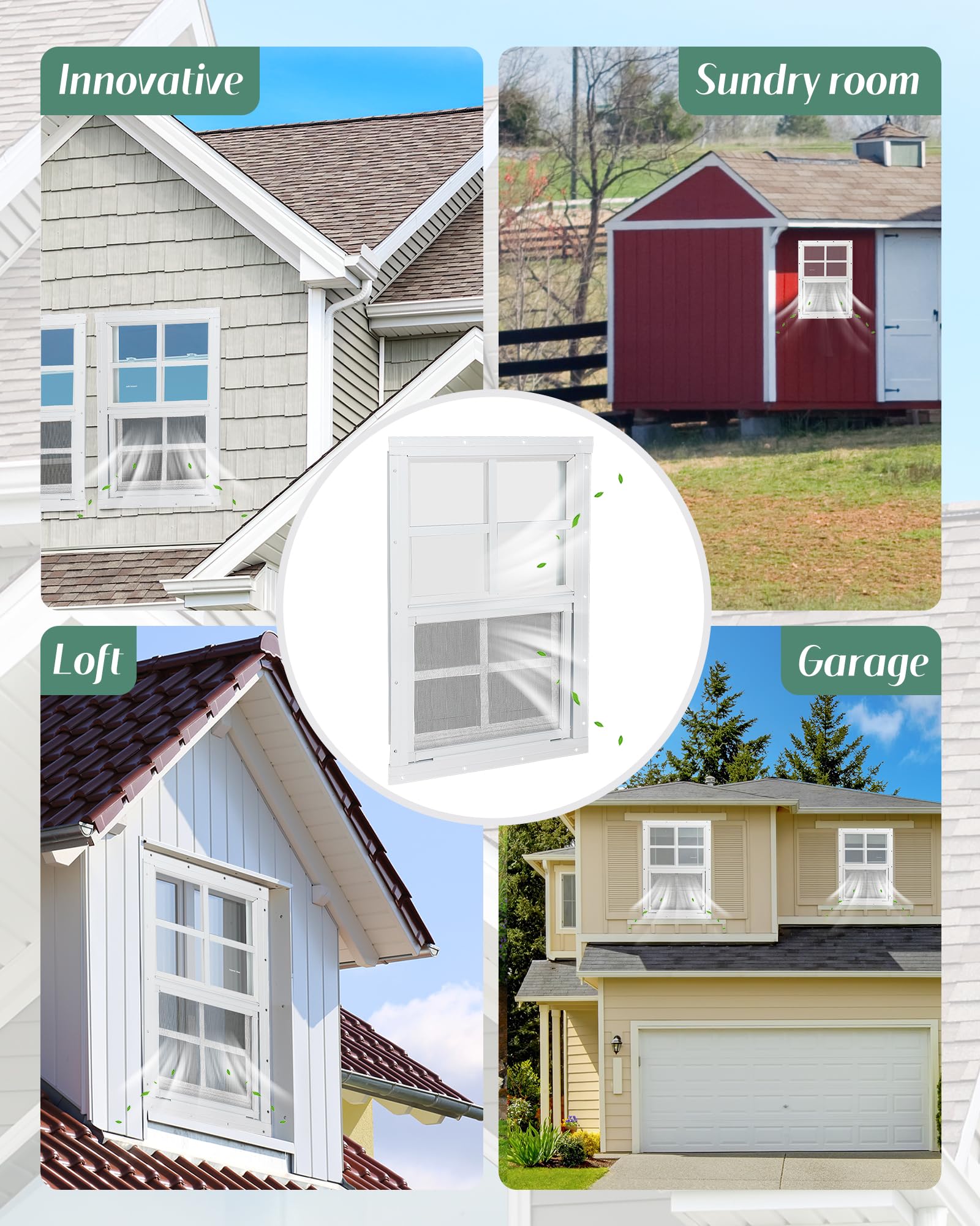 12x18 Inches Shed Window with Screen - 2 Pack Tempered Glass Small Windows for Outdoor Protection - Ideal for Sheds, Chicken Coops, Playhouses & DIY Projects - Weatherproof & Durable Design for Year-Round Use