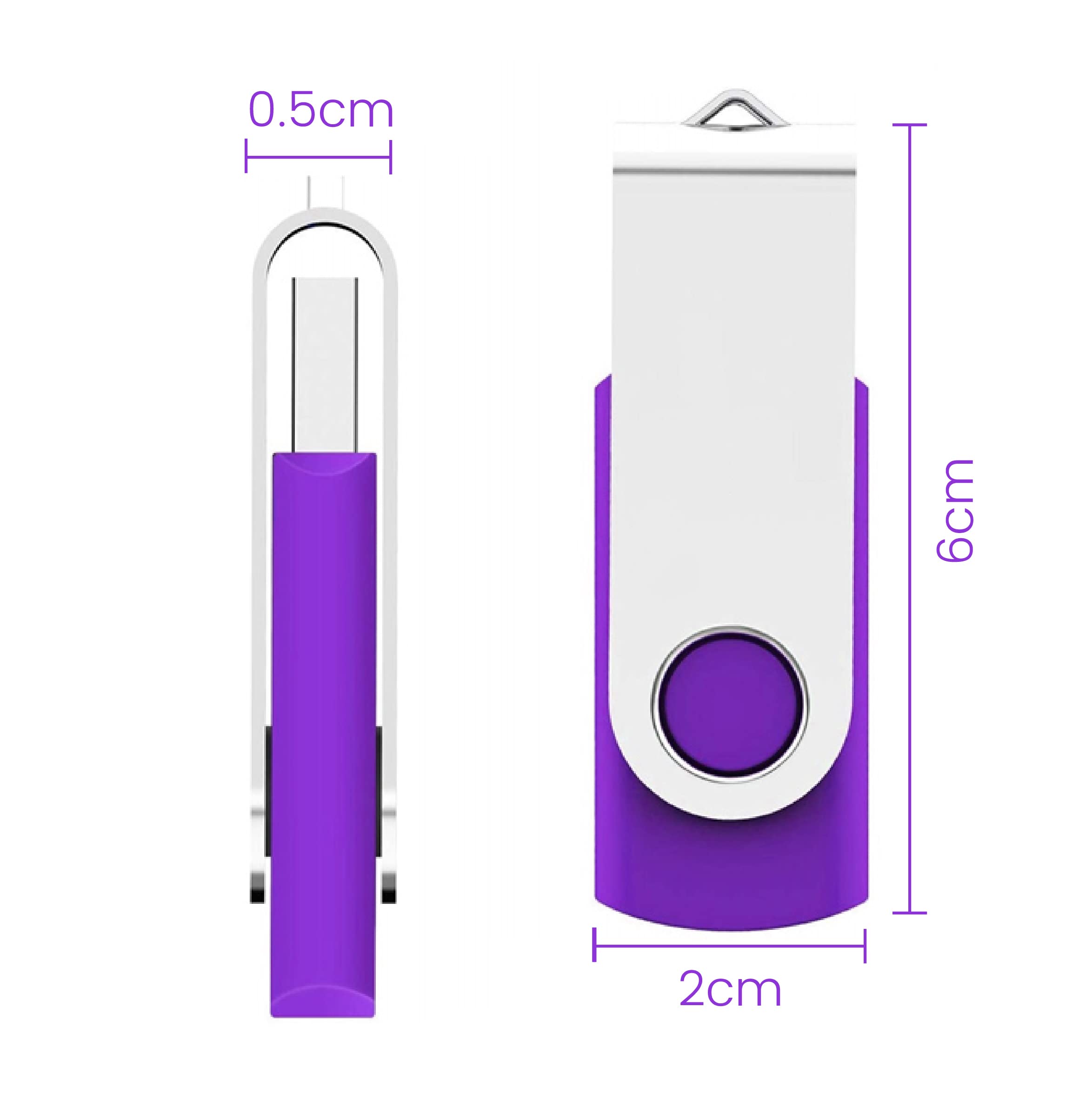 Vixelle 10 Pack 4GB High-Speed USB 2.0 Flash Drives - 360° Rotating Metal USB Thumb Drives with Keychain Loop - Bulk USB Memory Sticks for PC, Mac, TV, Car Audio - Purple - Perfect for Data Storage, File Transfer, School & Office Use