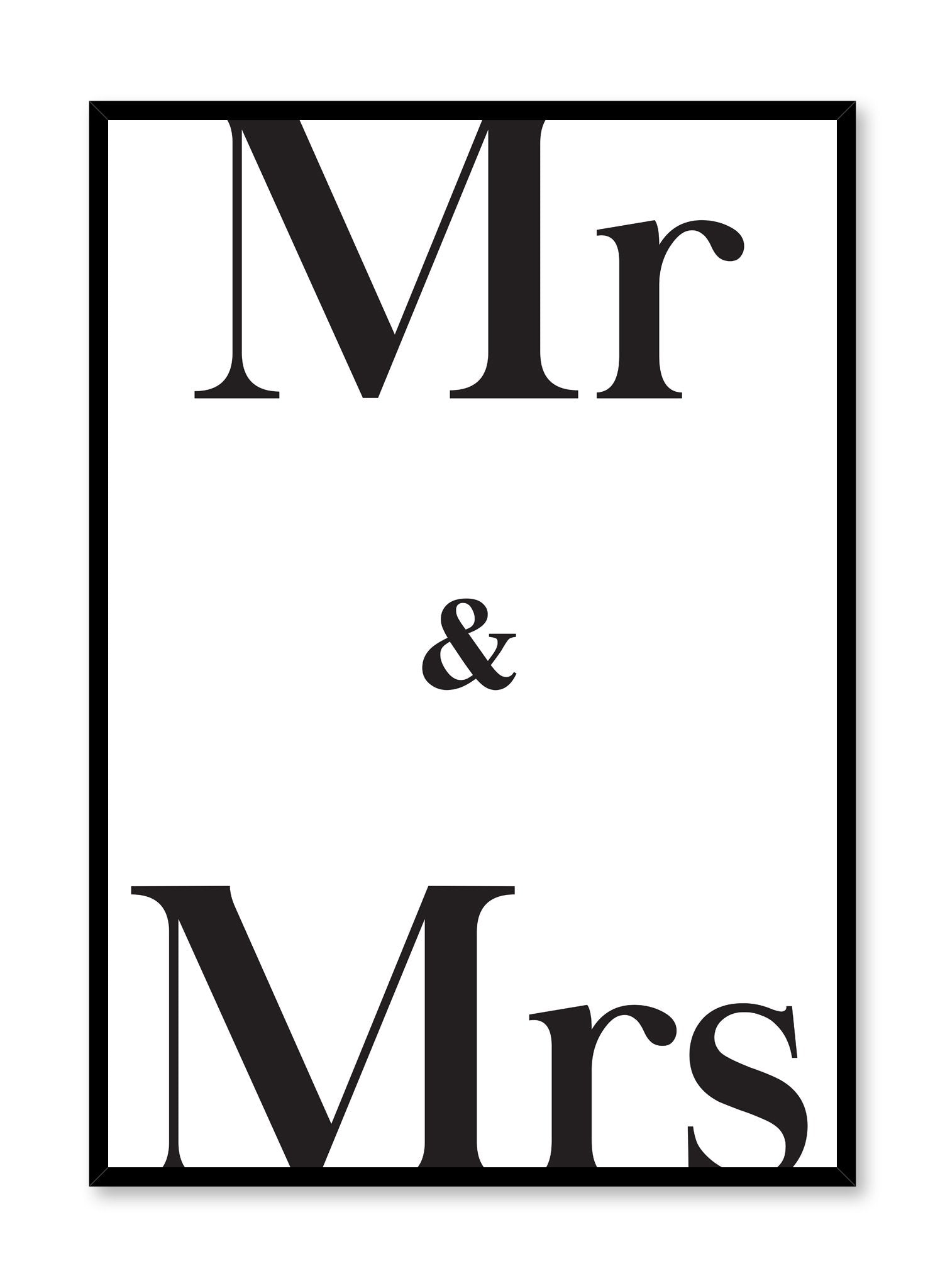 Mr. & Mrs. Poster - Elegant Couple Wall Art for Home Decor, Wedding Gift & Anniversary Present - Perfect for Living Room, Bedroom & Office