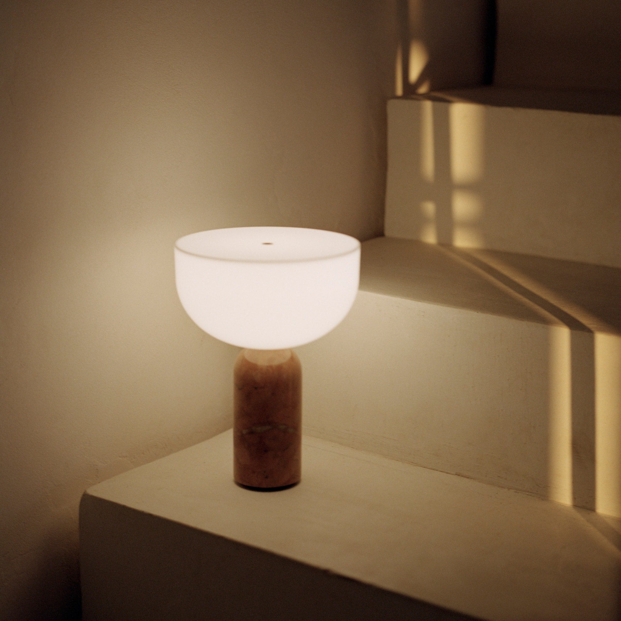 NEW WORKS Kizu Portable Table Lamp - Modern Breccia Pernice Marble Design for Bedroom, Living Room & Office | USB Rechargeable LED Night Light